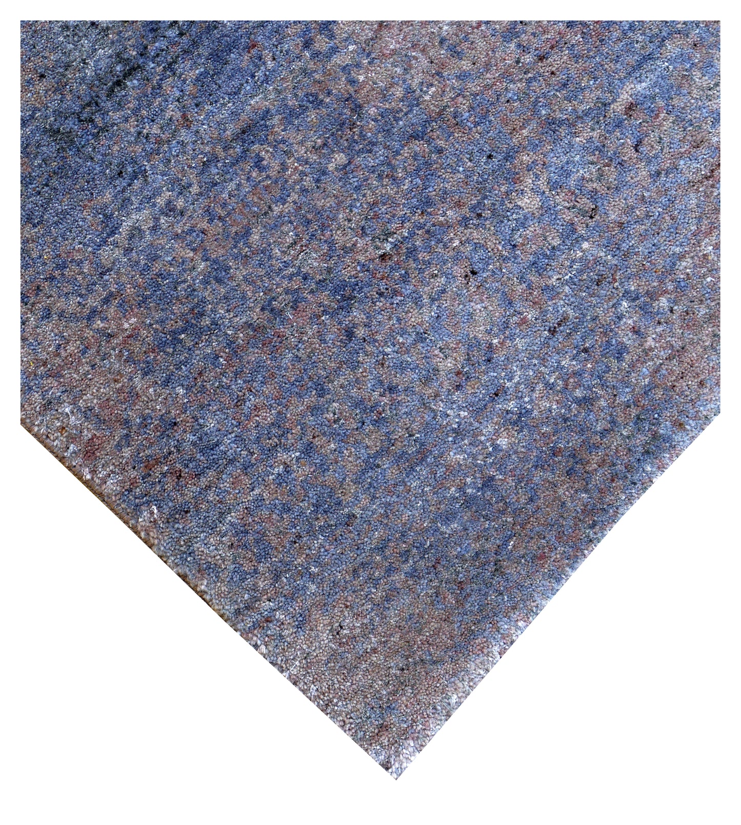 5.6x8 Hand Knotted Wool Viscose Steel Blue Denim Brown Mauve Silver Eroded Modern Abstract Bhadohi Area Rug