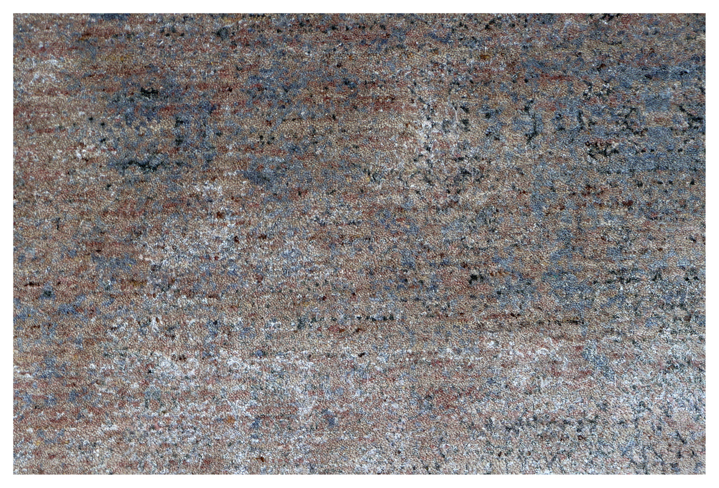 5.6x8 Hand Knotted Wool Viscose Steel Blue Denim Brown Mauve Silver Eroded Modern Abstract Bhadohi Area Rug