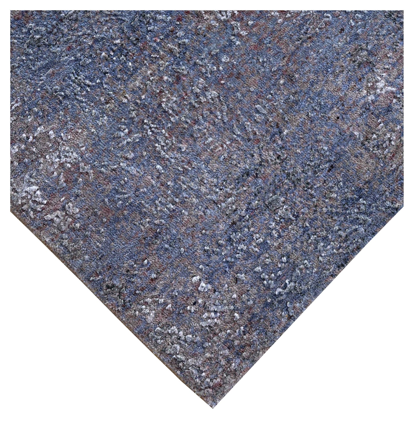 Eroded Modern Abstract 6.6x10 Hand Knotted Charcoal Brown Silver Blue Gradient Wool Viscose Bhadohi Area Rug