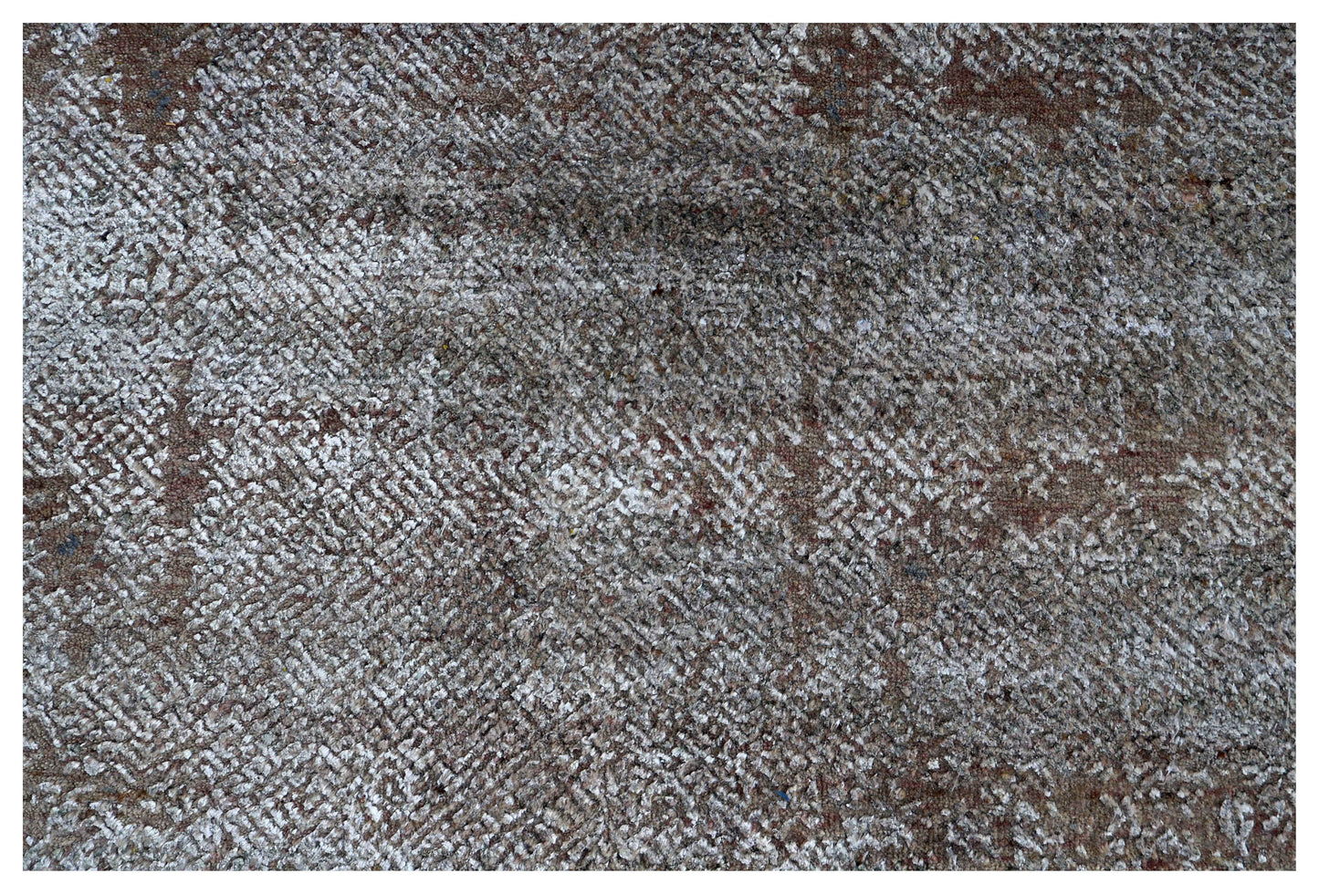 Eroded Modern Abstract 6.6x10 Hand Knotted Charcoal Brown Silver Blue Gradient Wool Viscose Bhadohi Area Rug