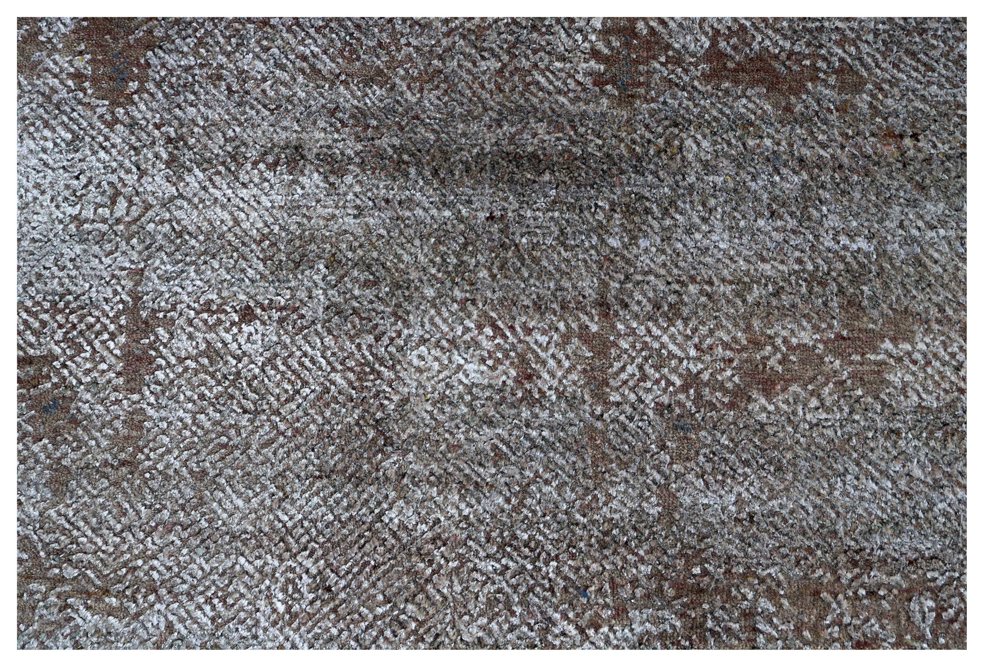 Eroded Modern Abstract 6.6x10 Hand Knotted Charcoal Brown Silver Blue Gradient Wool Viscose Bhadohi Area Rug