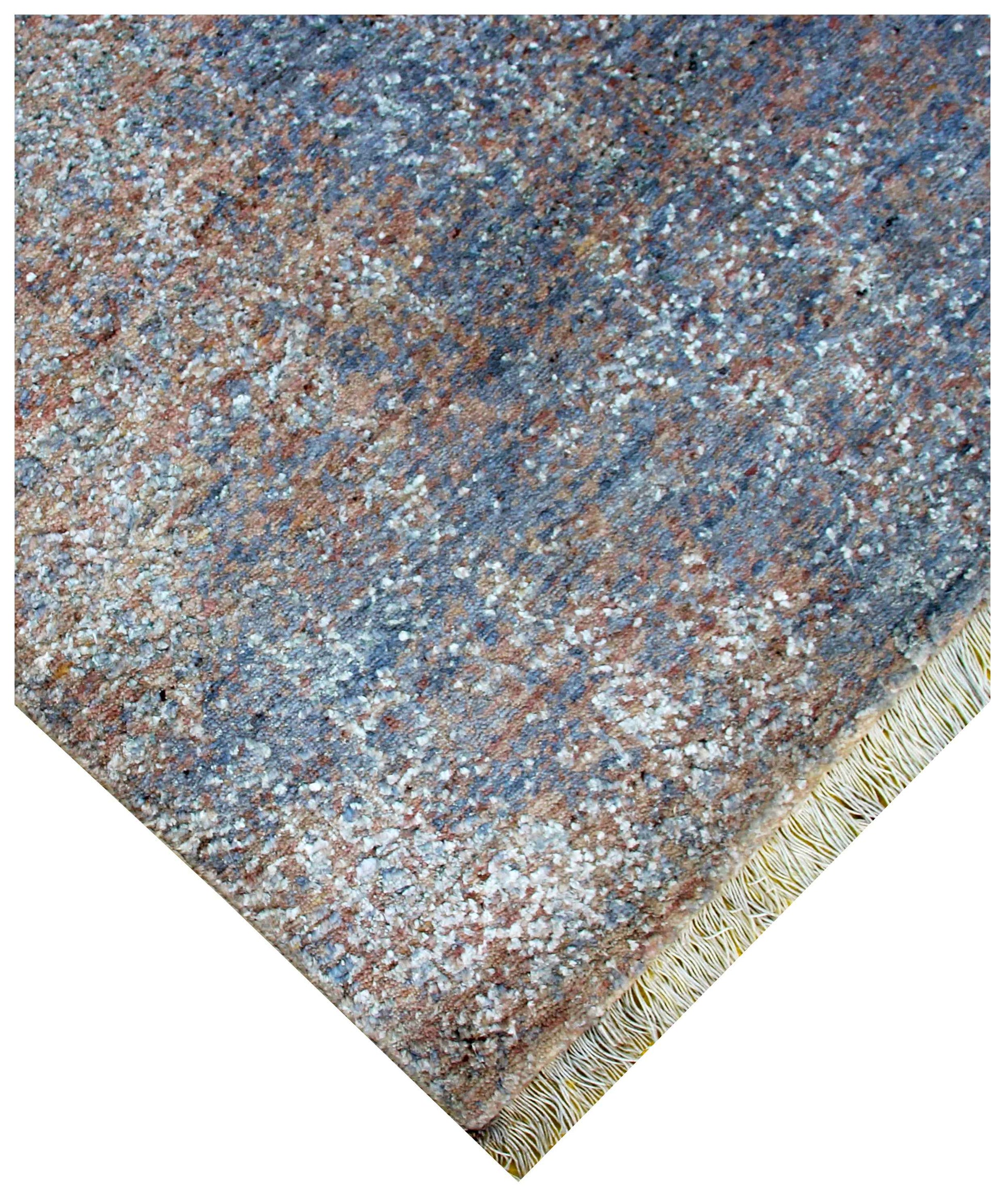 Eroded Medallion Floral 8x10 Hand Knotted Silver Blue Grey Brown Mocha Teal Wool Viscose Bhadohi Area Rug