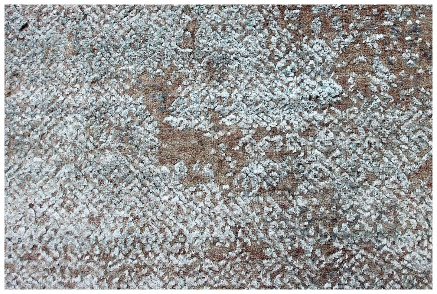 Eroded Medallion Floral 8x10 Hand Knotted Silver Blue Grey Brown Mocha Teal Wool Viscose Bhadohi Area Rug