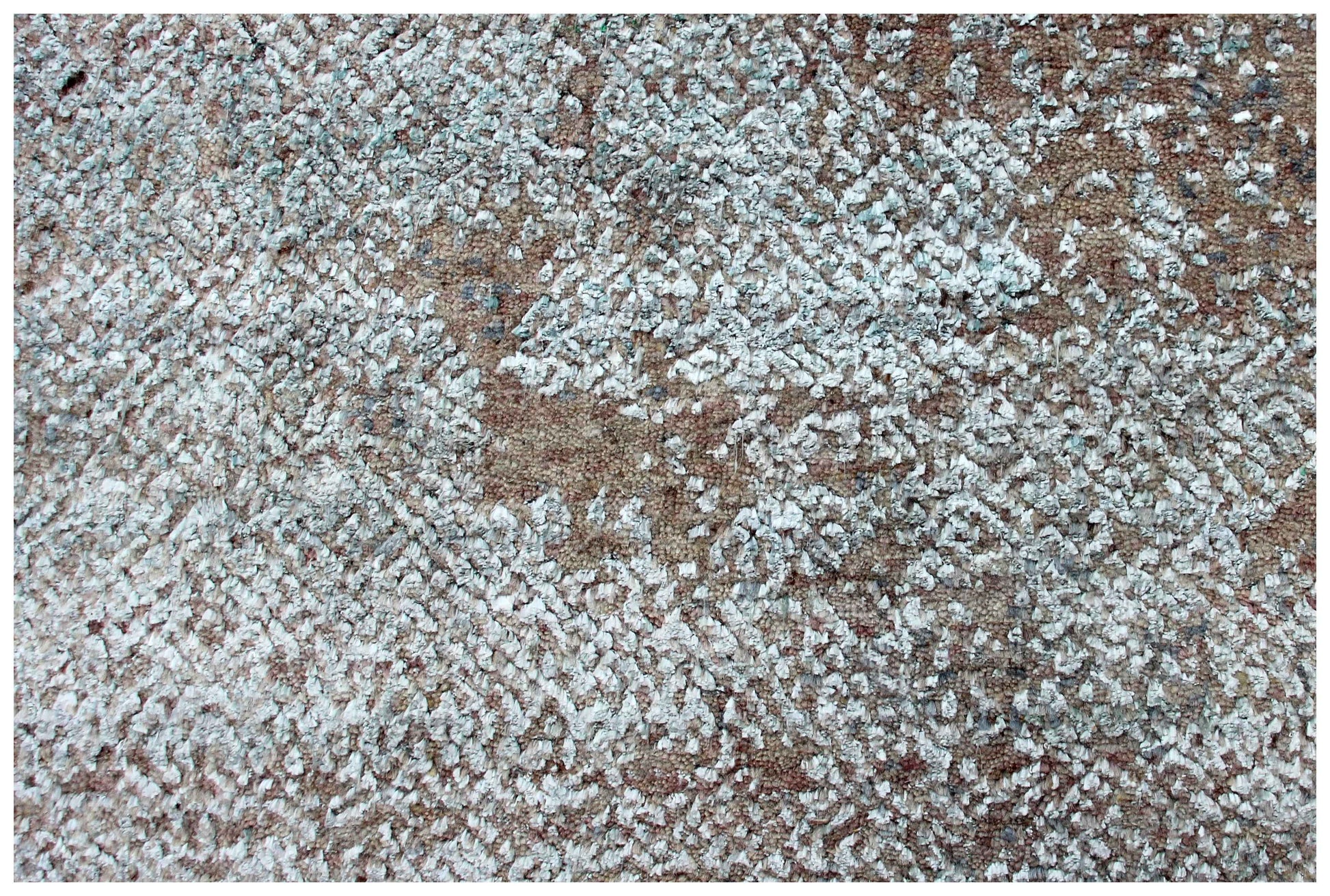 Eroded Medallion Floral 8x10 Hand Knotted Silver Blue Grey Brown Mocha Teal Wool Viscose Bhadohi Area Rug