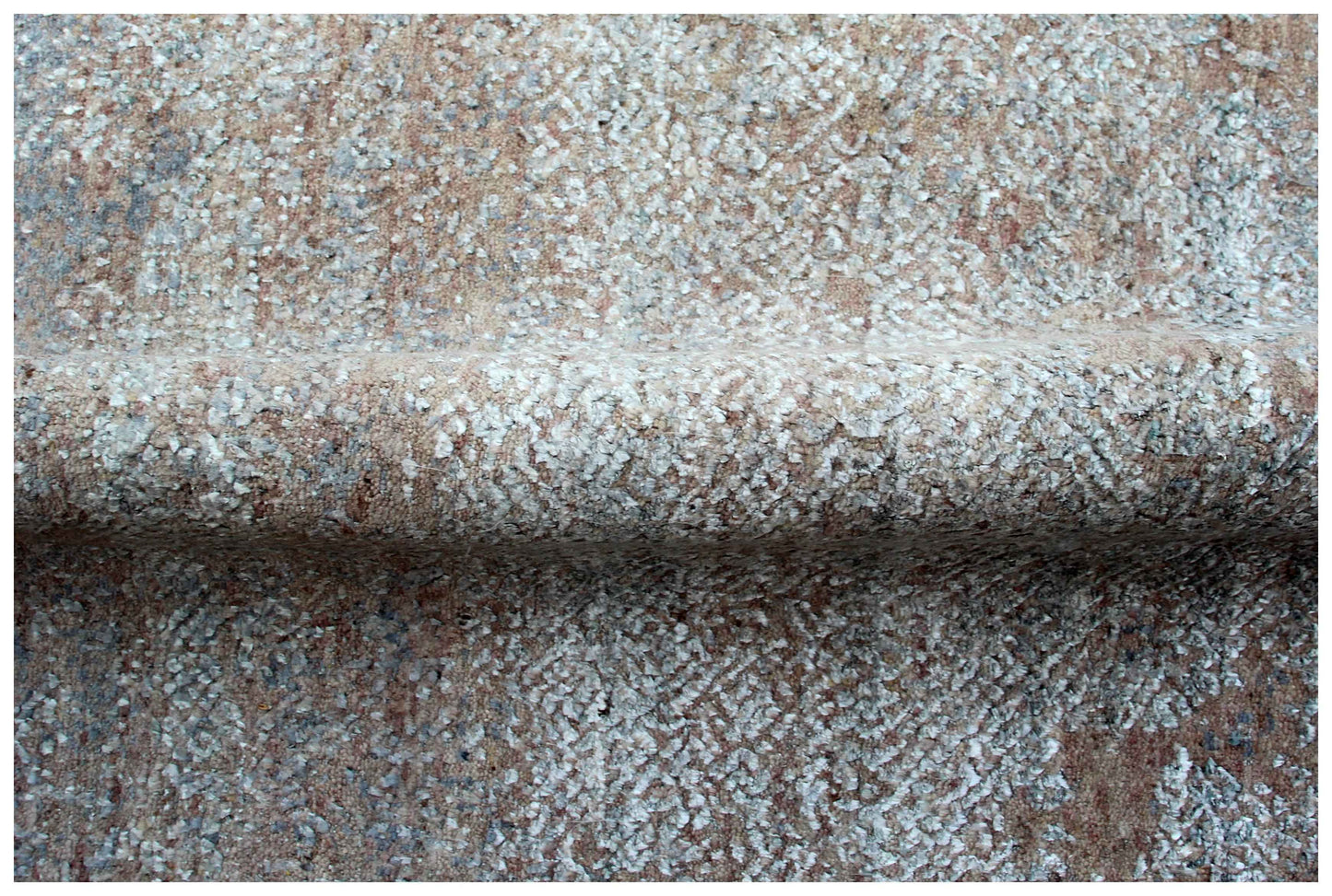 Eroded Medallion Floral 8x10 Hand Knotted Silver Blue Grey Brown Mocha Teal Wool Viscose Bhadohi Area Rug
