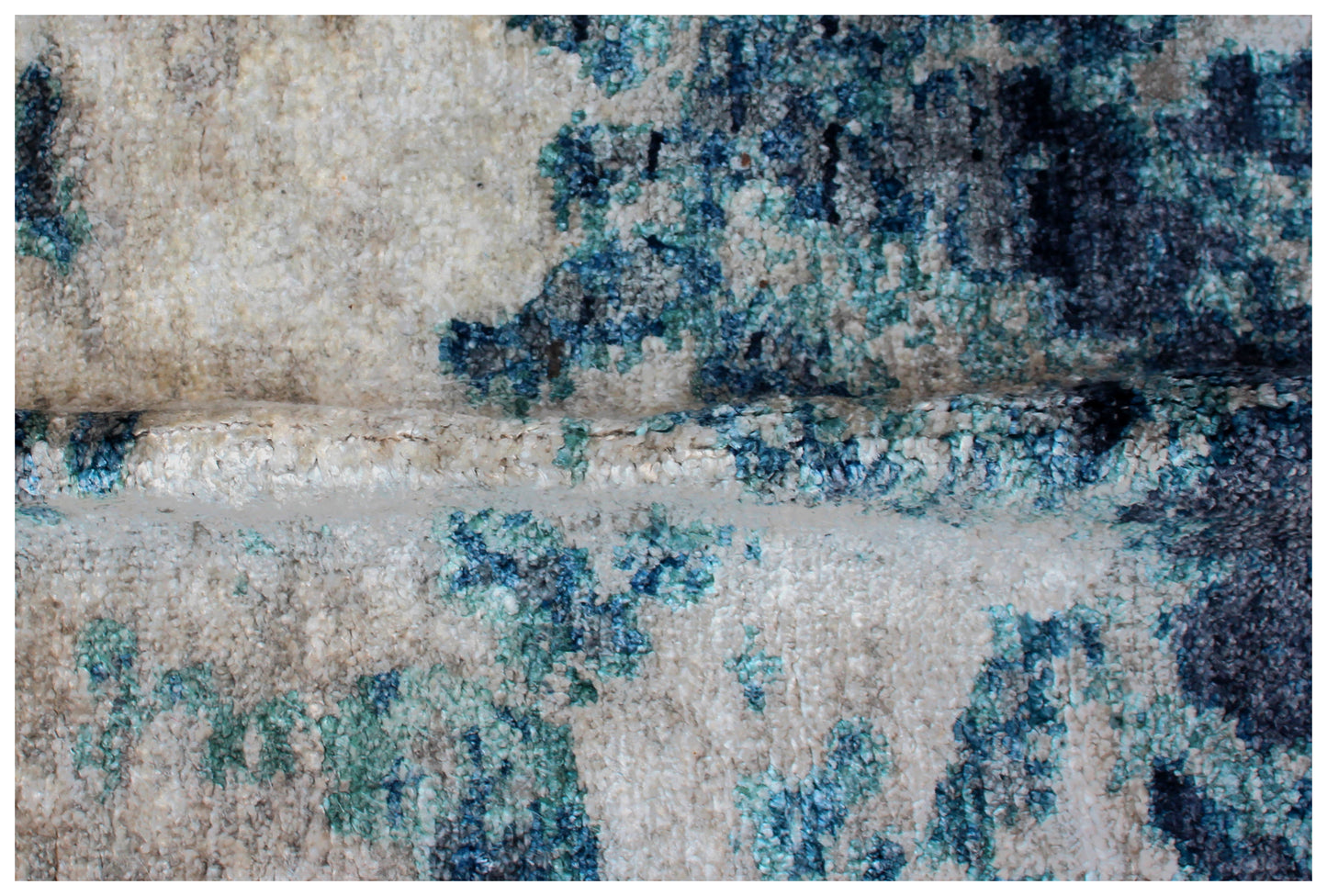 Abstract Distressed Hand Knotted Vintage Antique 8x10 Wool Viscose Area Rug - Grey Blue Teal Beige