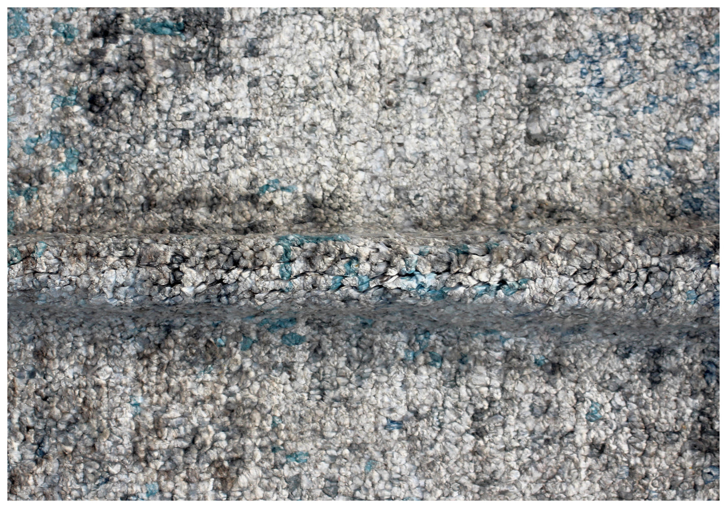 7.6x10 Vintage Antique Abstract Distressed Wool Viscose Area Rug - Grey Teal Beige Navy Hand Knotted