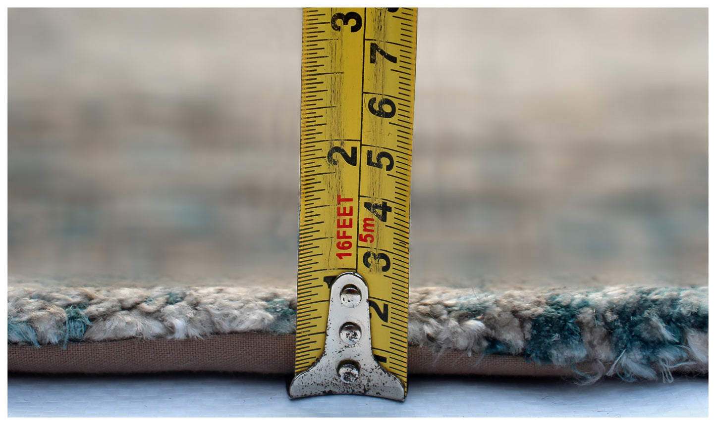 7.6x10 Vintage Antique Abstract Distressed Wool Viscose Area Rug - Grey Teal Beige Navy Hand Knotted