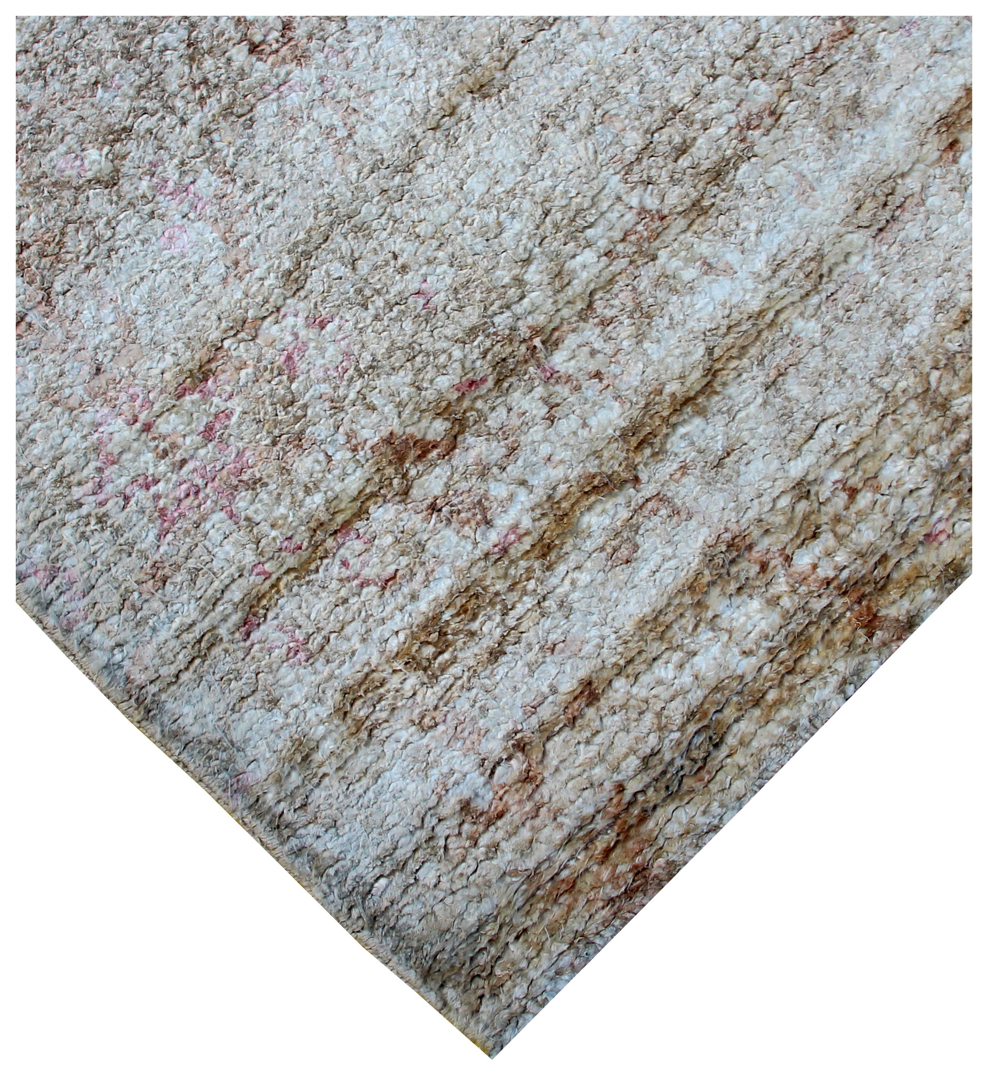 Blue Brown Beige Abstract Distressed Hand Knotted Wool Viscose Area Rug - 35 KPSI 8x10 Ready to Ship