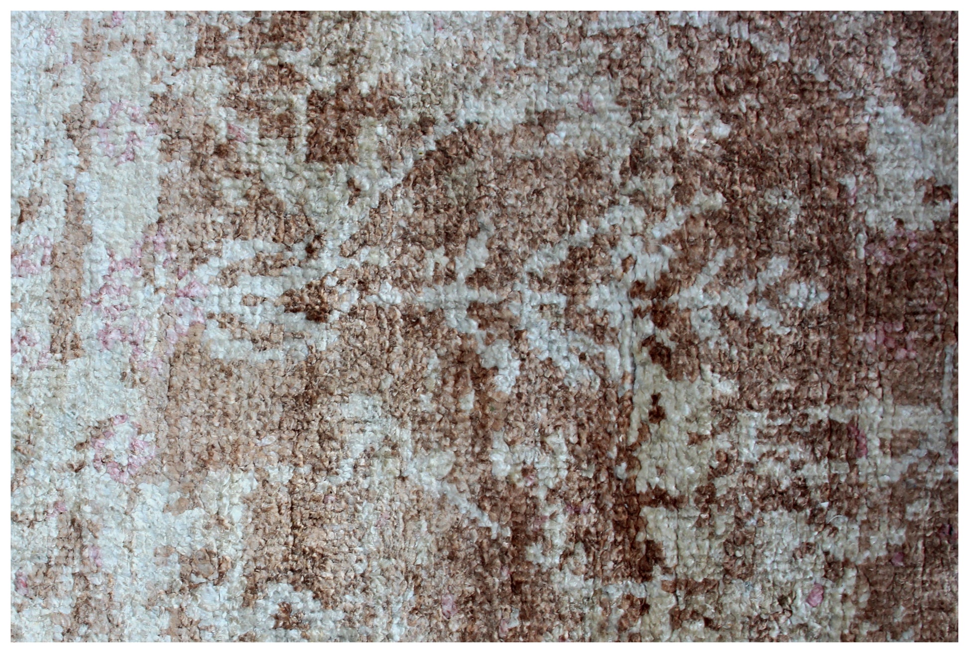Blue Brown Beige Abstract Distressed Hand Knotted Wool Viscose Area Rug - 35 KPSI 8x10 Ready to Ship