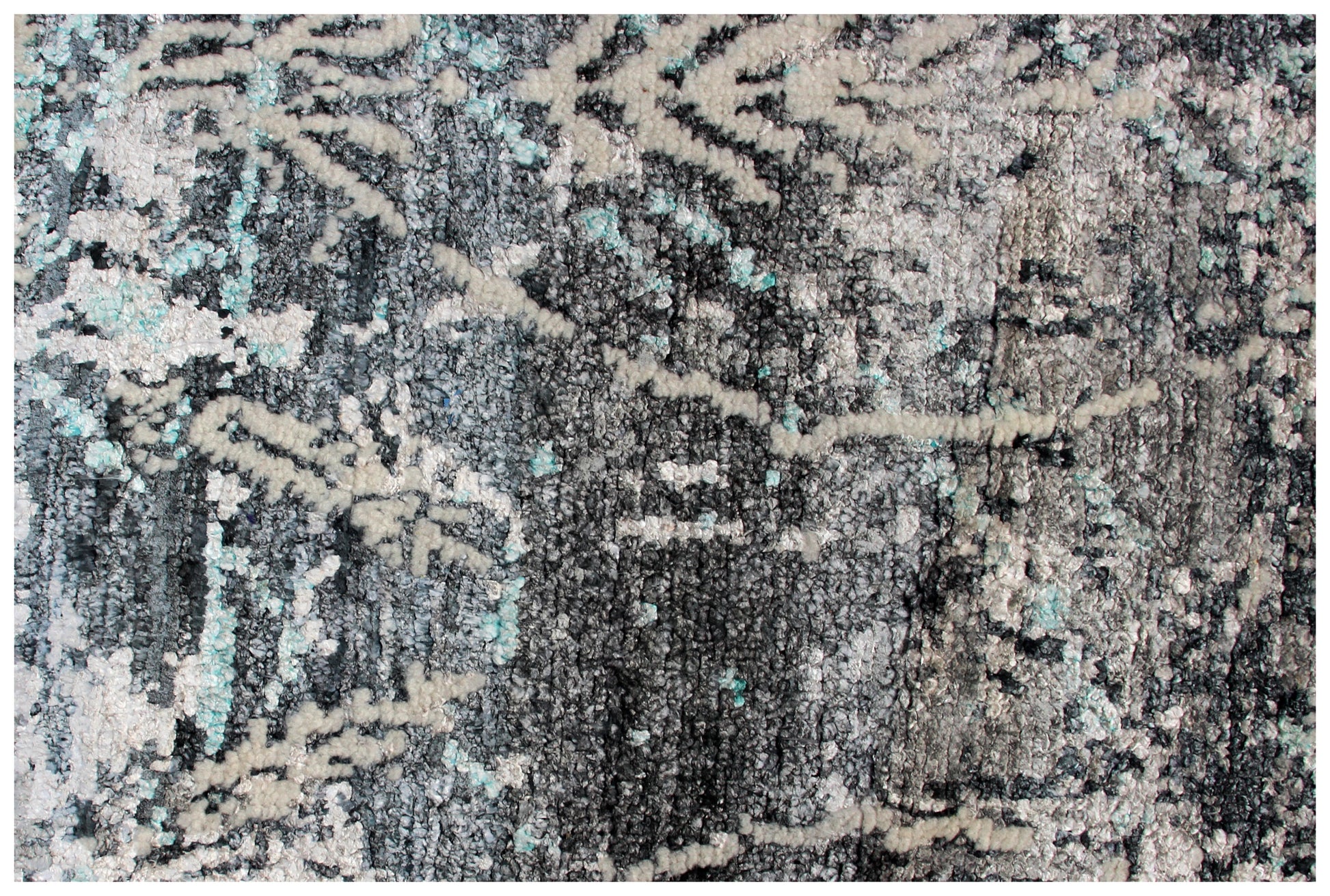 8x10 Modern Abstract Distressed Area Rug - Hand Knotted Grey Blue Wool Viscose