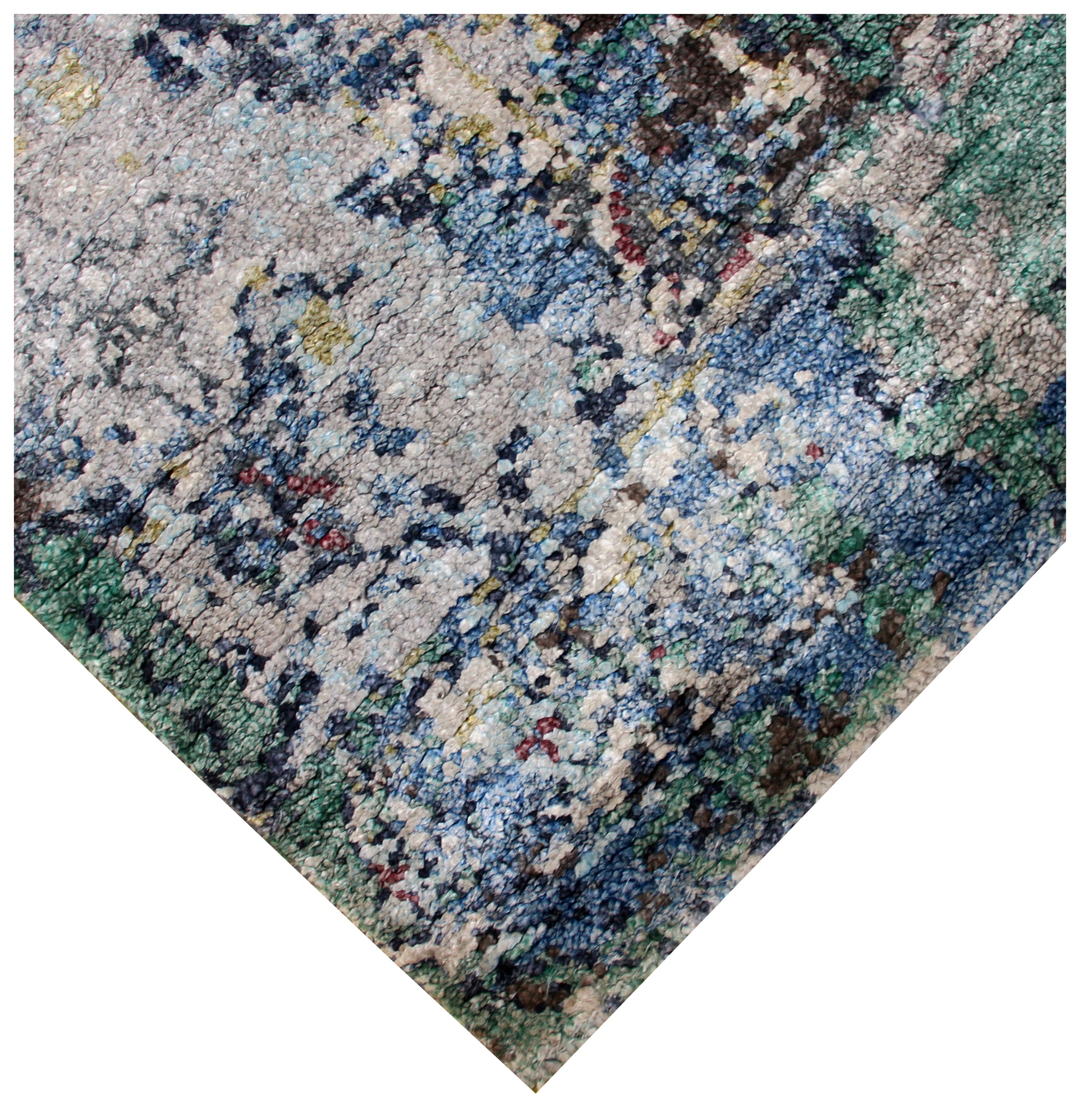 8x10 Blue Grey Abstract Distressed Hand Knotted 30 KPSI Wool Viscose Contemporary Rug