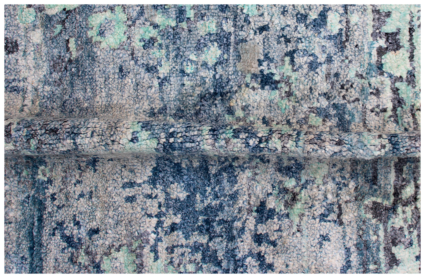 Vintage Antique Distressed 8x10 Hand Knotted Wool Viscose Area Rug - Grey Teal Navy Abstract