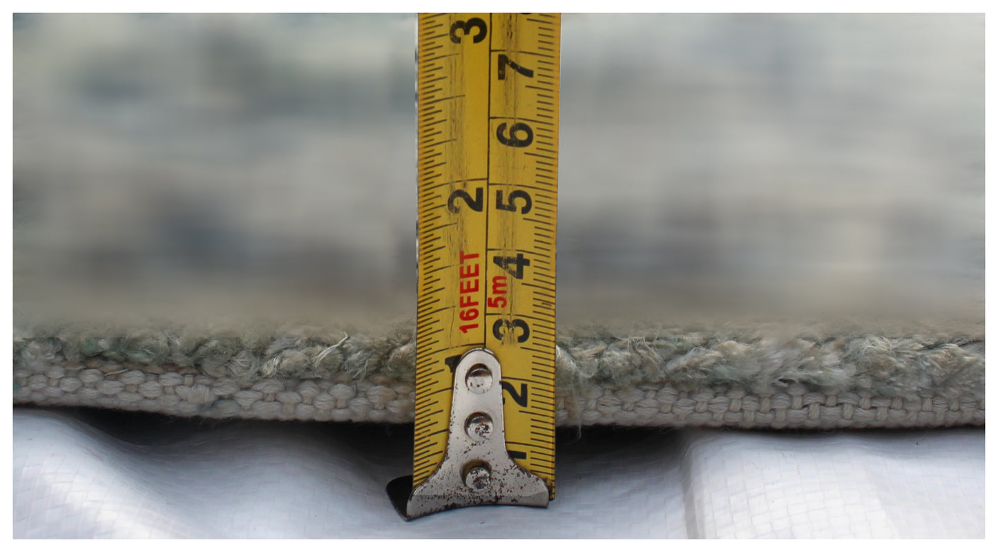 Vintage Antique Distressed 8x10 Hand Knotted Wool Viscose Area Rug - Grey Teal Navy Abstract