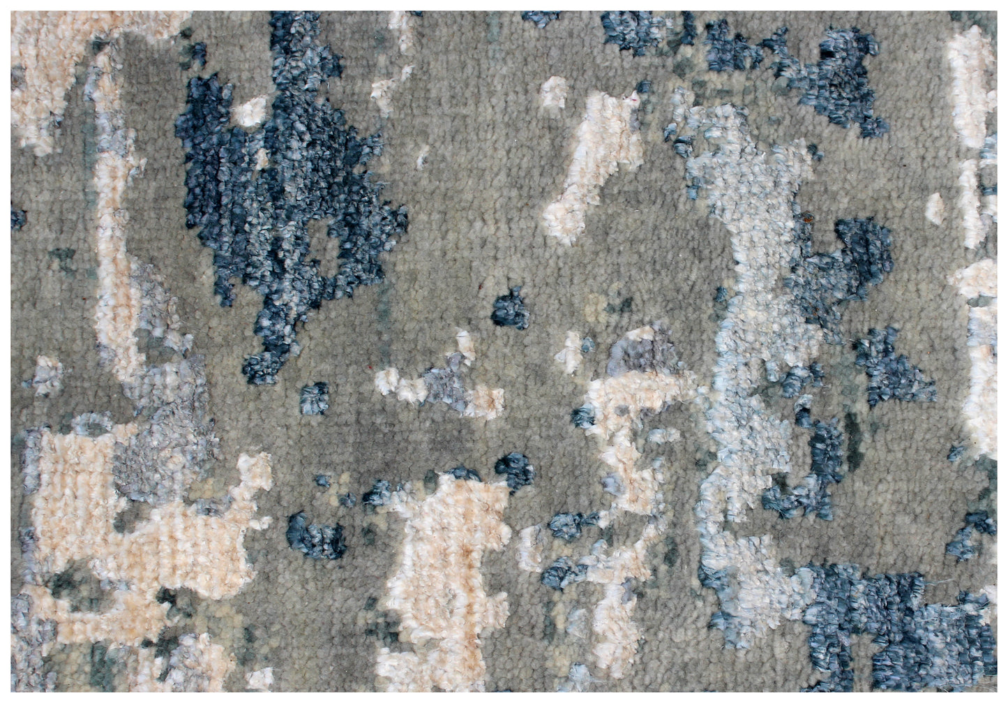 8x10 Abstract Distressed Vintage Antique Wool Viscose Hand Knotted Area Rug - Beige Grey Teal Green