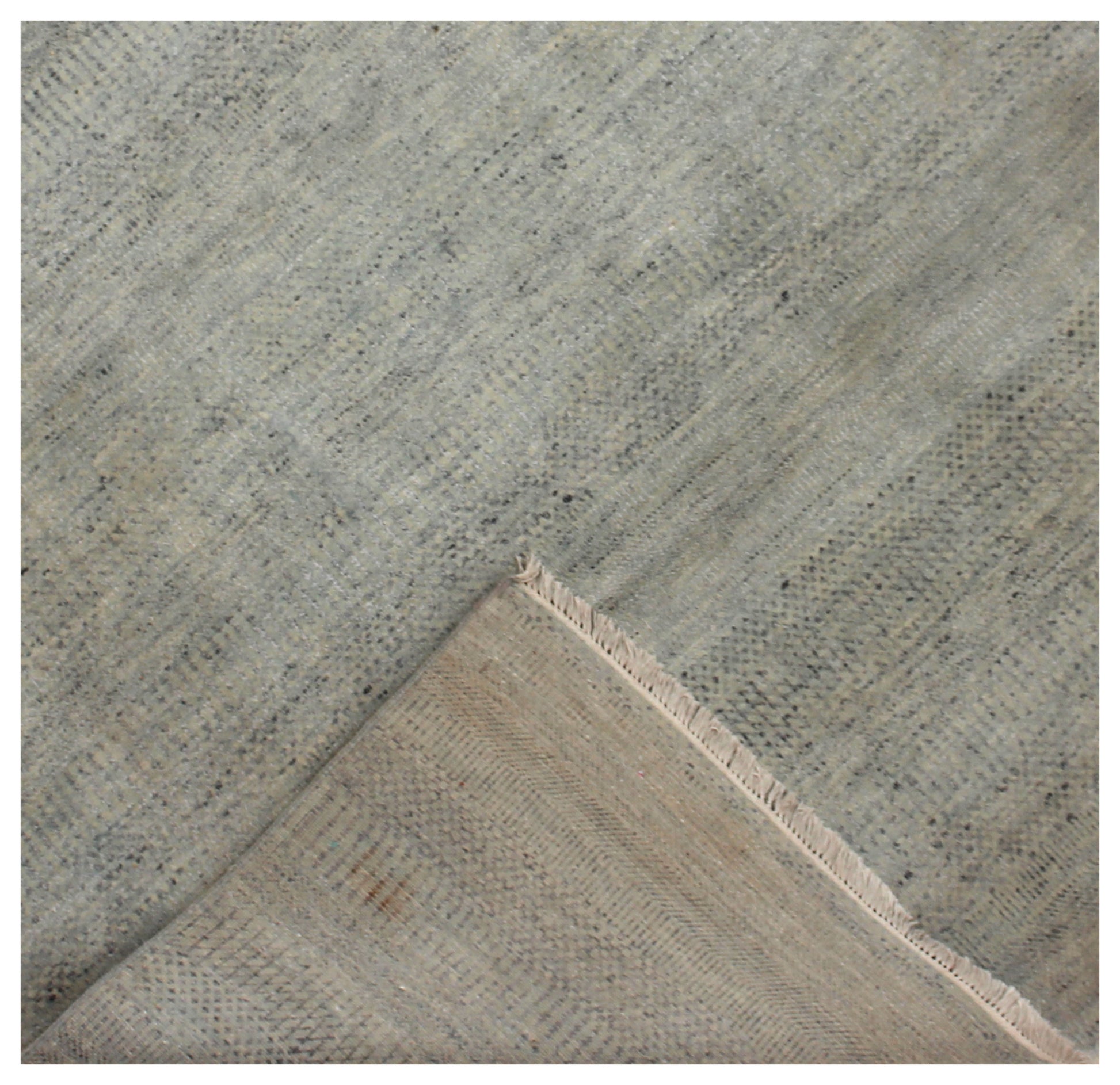 6x9 Hand Knotted Wool Area Rug – Modern Silver Stripes Design.