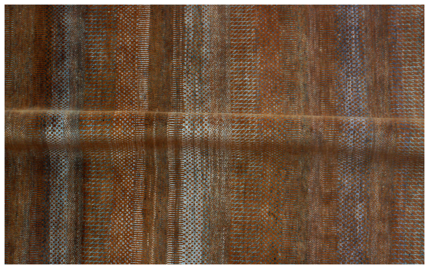 Modern 6x9 and 5.6x8 Hand Knotted Gold Striped Wool Rug