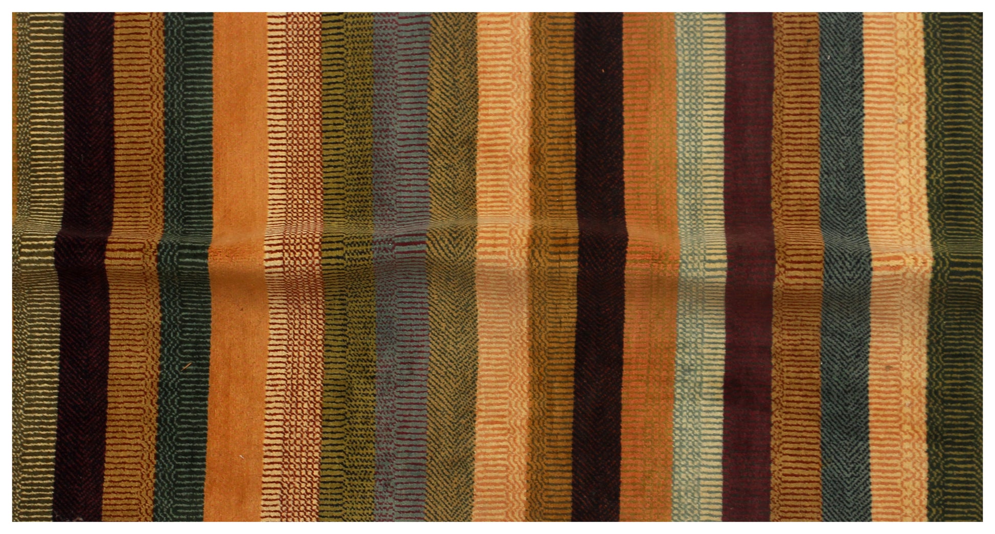 Multicolor Striped 3x16 and 3x10 Hand Knotted Wool Runner Rug.