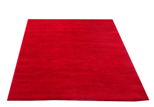 Handloom 4.6x6 and 5.6x8 and 7x10 Modern Solid Red Wool Area Rug – Luxury Handmade Rug