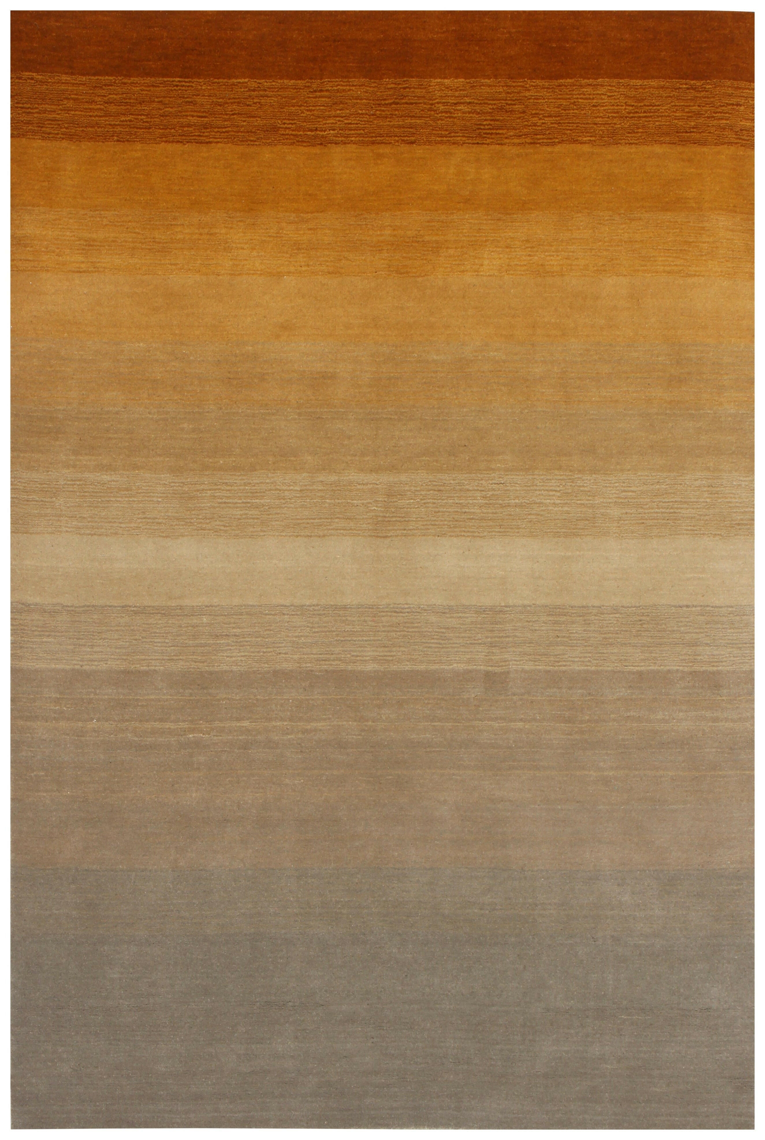 Handloom Gradient Ombre Rug - Brown Gold Rust Beige Gray Wool 5.6x8 ...
