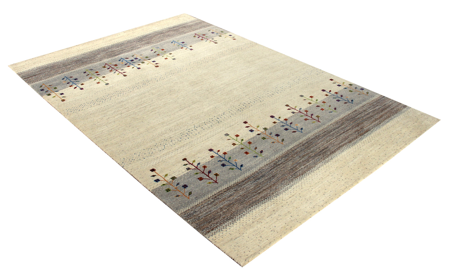 Hand Knotted Gabbeh Tribal Wool Rug 5.6x8- Beige Brown Tree Motif