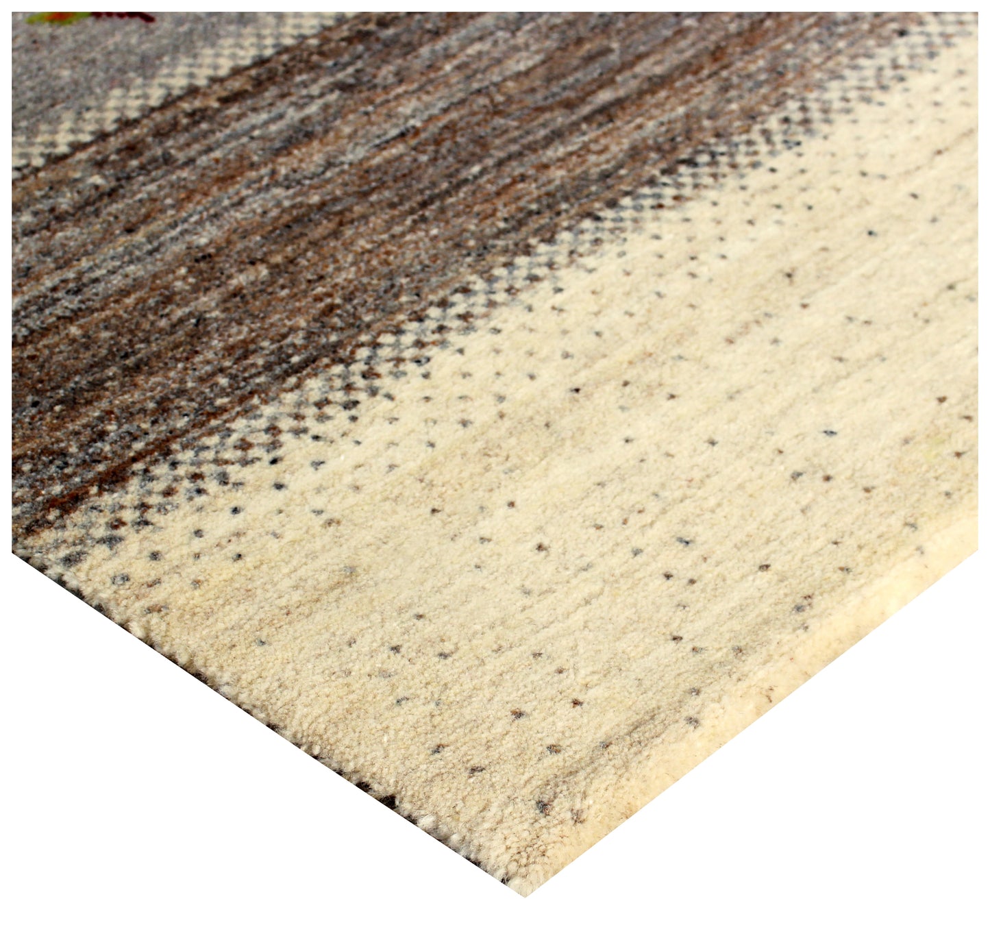 Hand Knotted Gabbeh Tribal Wool Rug 5.6x8- Beige Brown Tree Motif