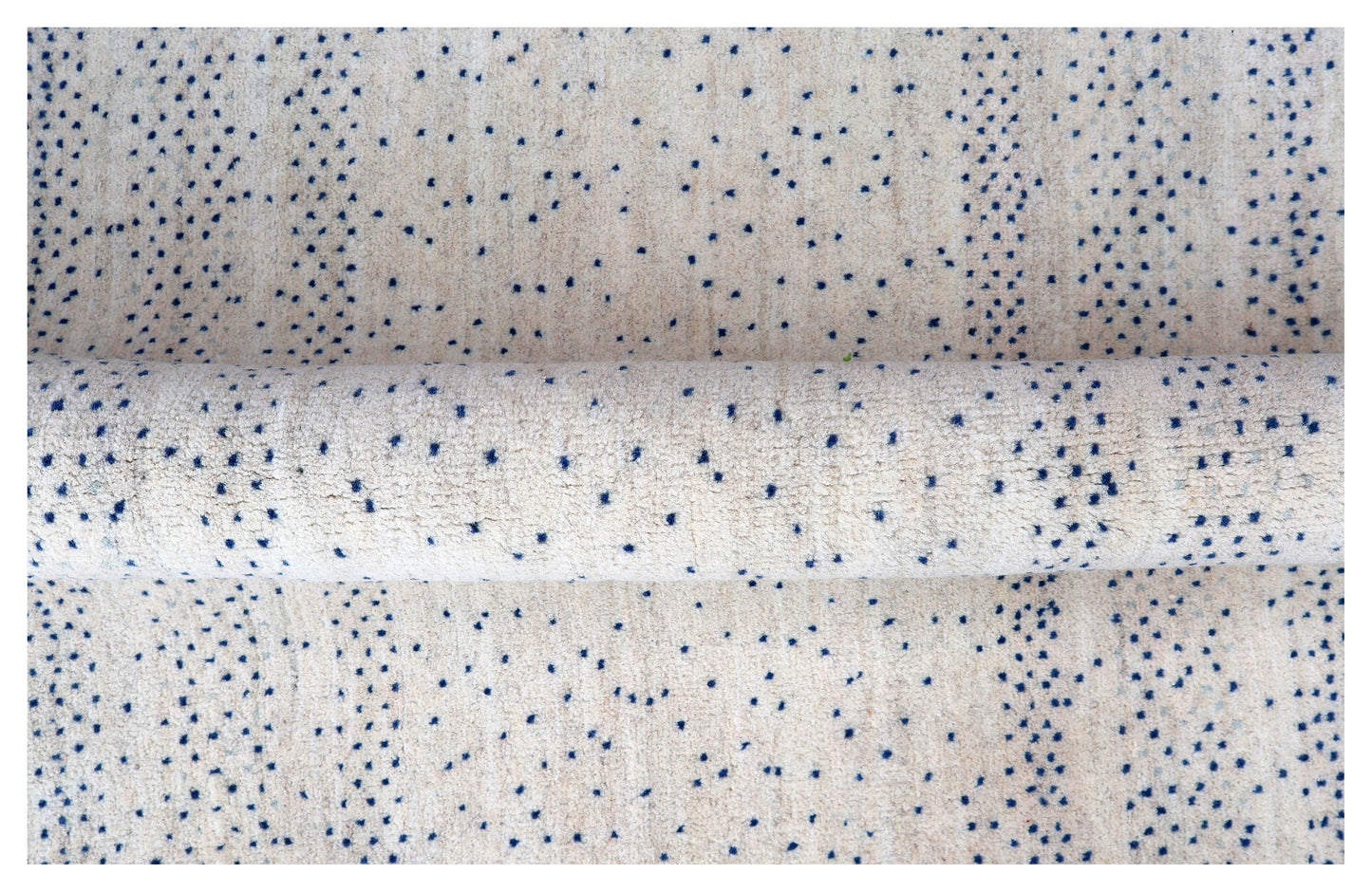 Ivory White Navy Blue Gabbeh Floral Stripe Hand Knotted Wool Traditional 4x6 Area Rug