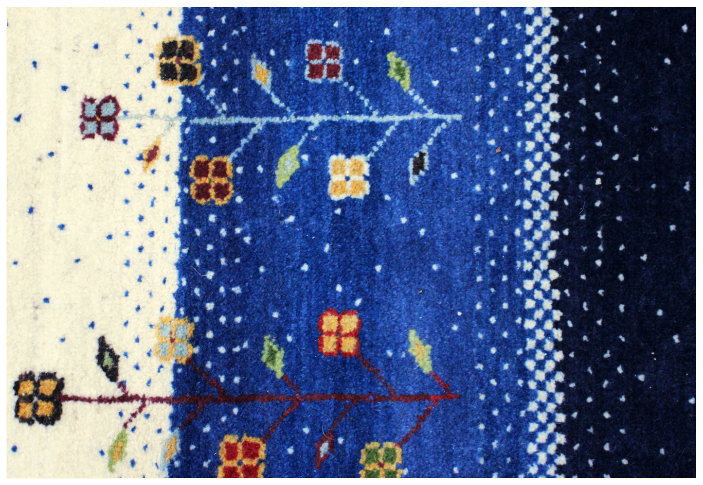 Hand Knotted Gabbeh Tribal Wool Rug 8x10 - ivory Navy Tree Motif