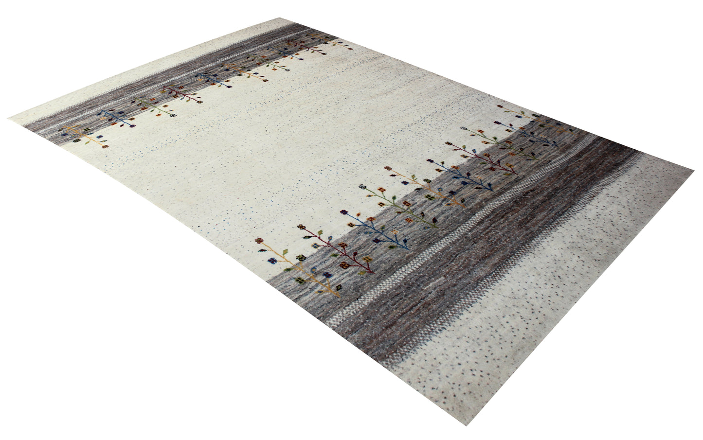 Ivory Brown Gabbeh Wool Rug 5.6x8 - Hand Knotted Tree Motif