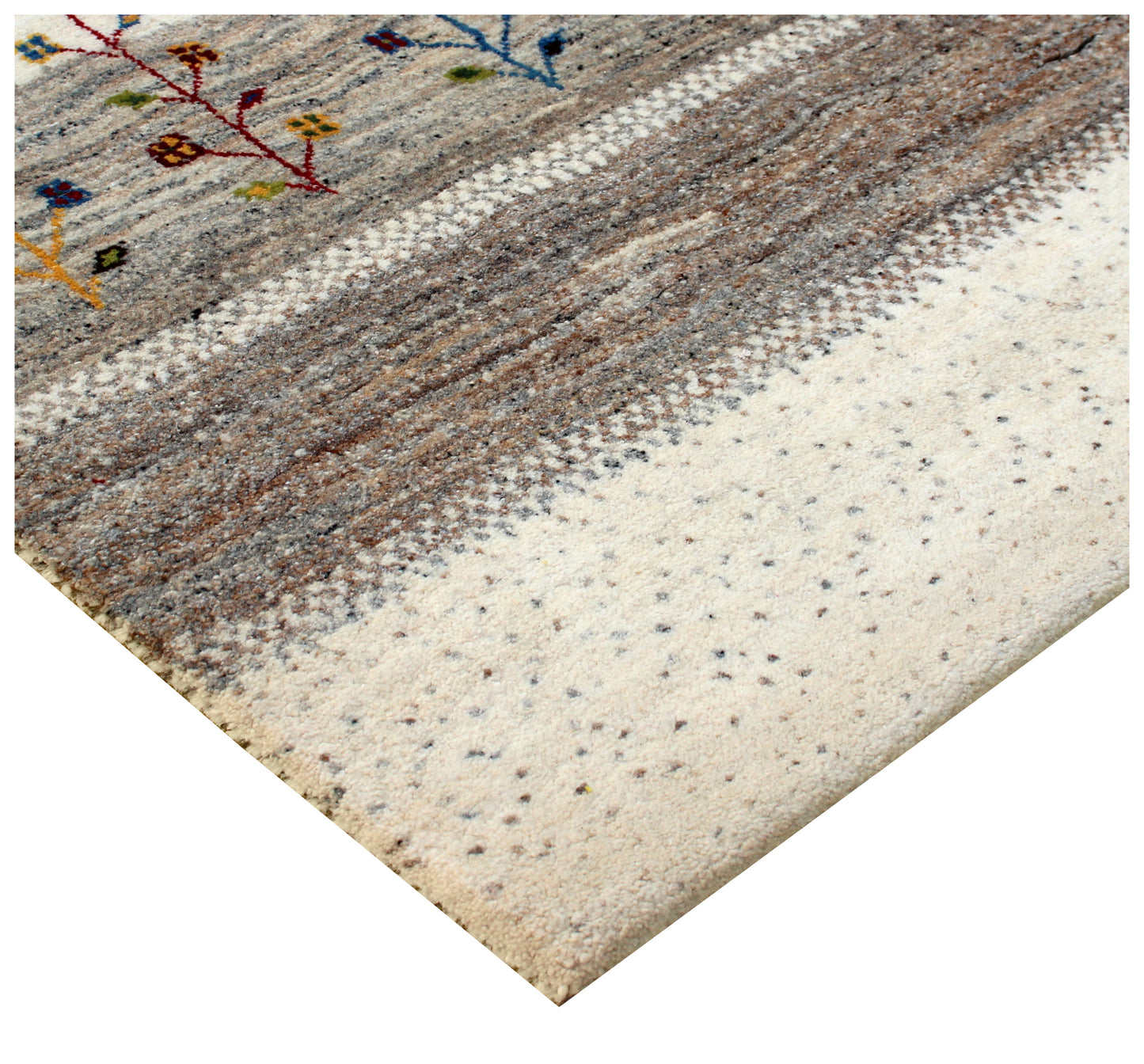 Ivory Brown Gabbeh Wool Rug 5.6x8 - Hand Knotted Tree Motif