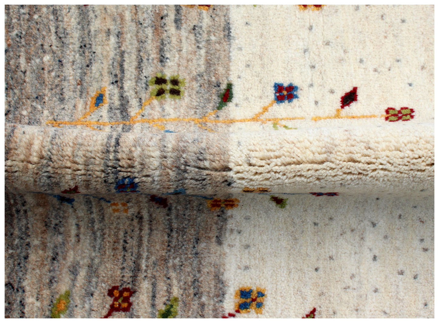 Ivory Brown Gabbeh Wool Rug 5.6x8 - Hand Knotted Tree Motif