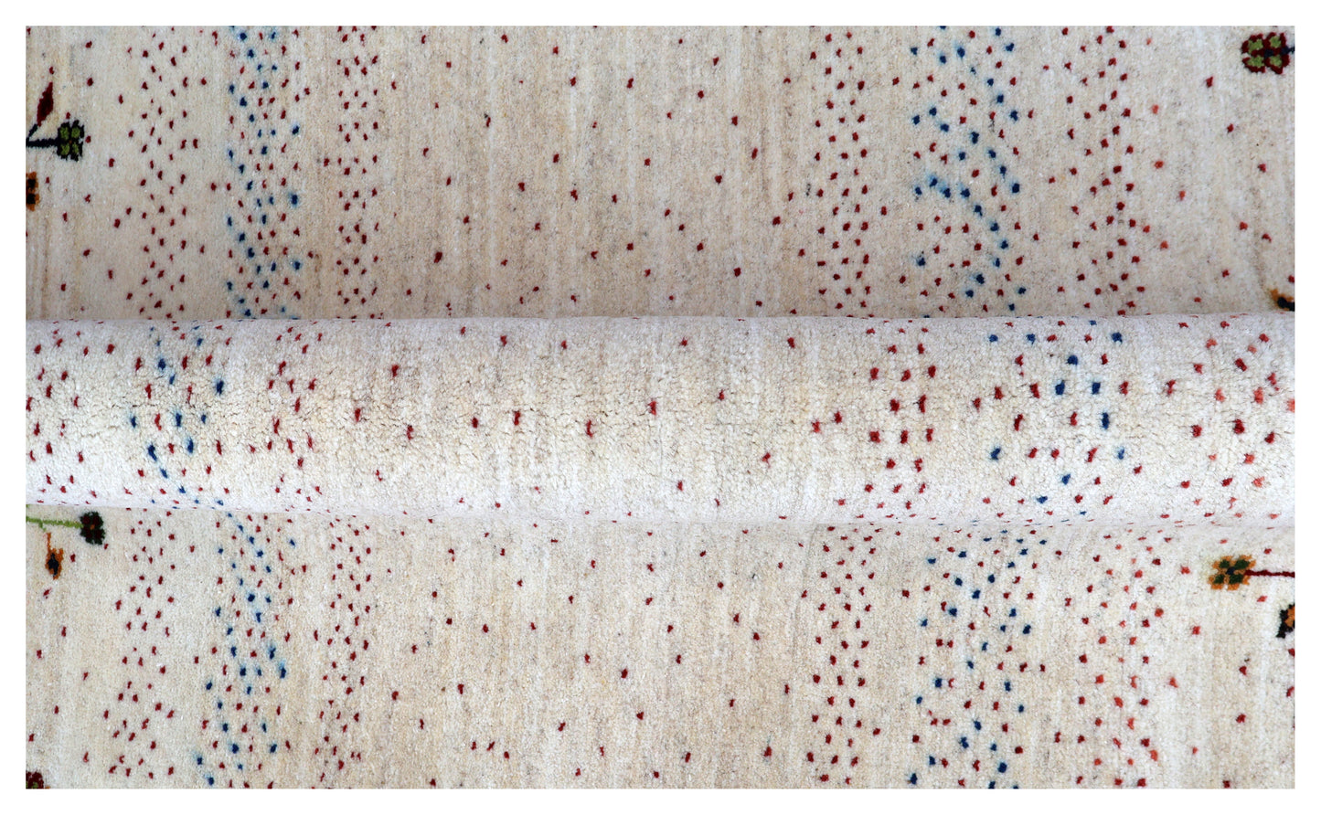 Ivory White Red Gabbeh Floral Stripe Hand Knotted Wool Traditional 4x6 Area Rug