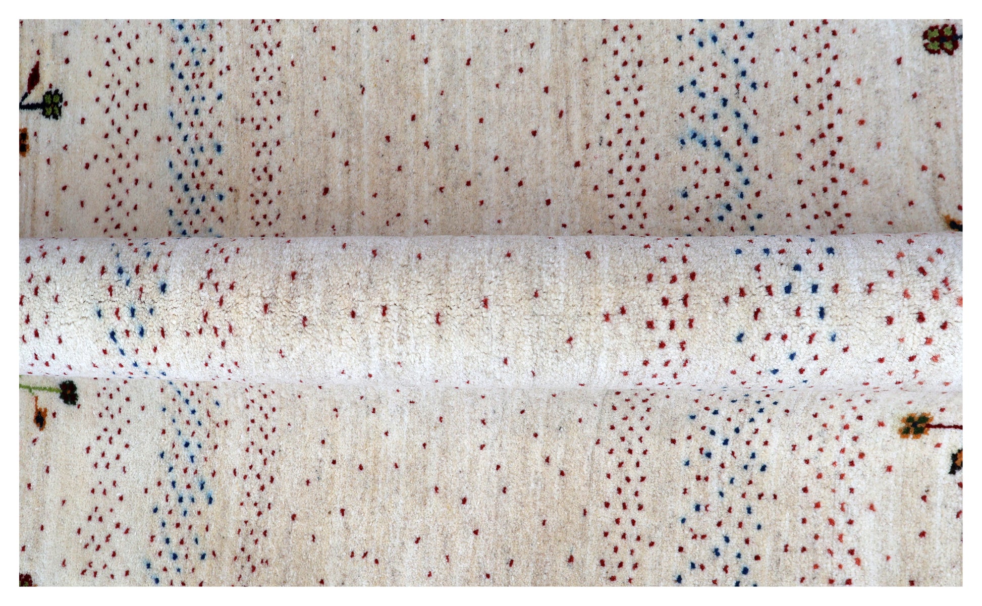 Ivory White Red Gabbeh Floral Stripe Hand Knotted Wool Traditional 4x6 Area Rug