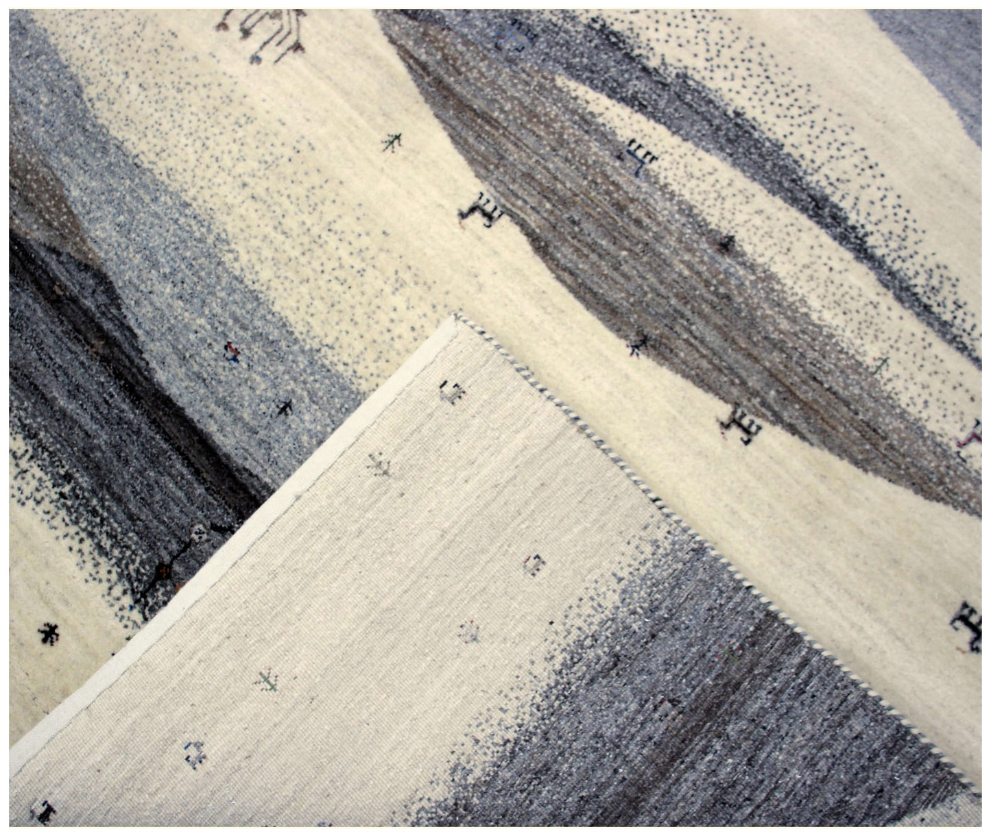 Hand Knotted Abstract Landscape Wool Rug 9x12 and 8x11.6 - Ivory, Grey & Taupe