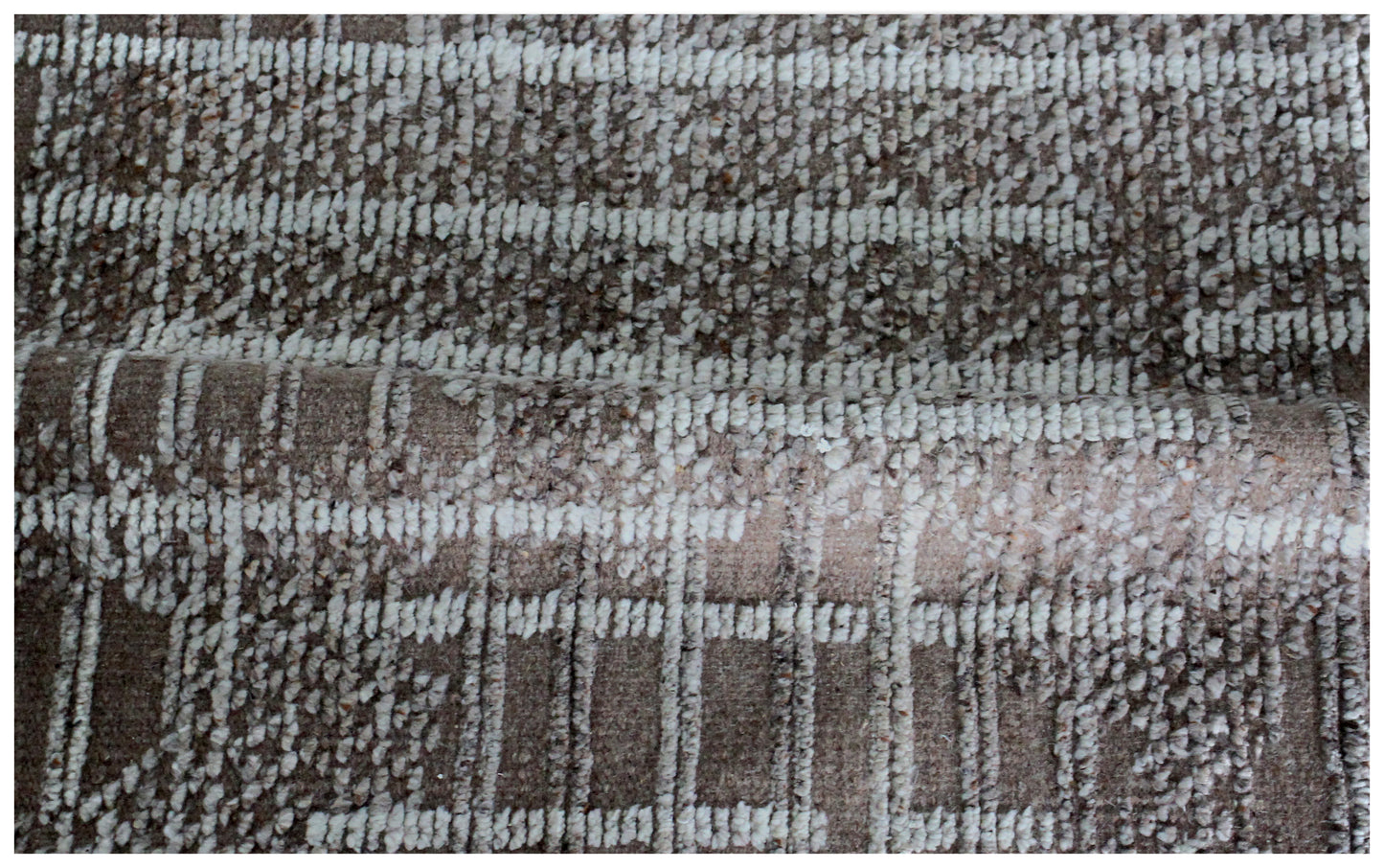 Hand Knotted Beige and Ivory Geometric Rug - Modern Area Rug 5.6x8.6 Feet 