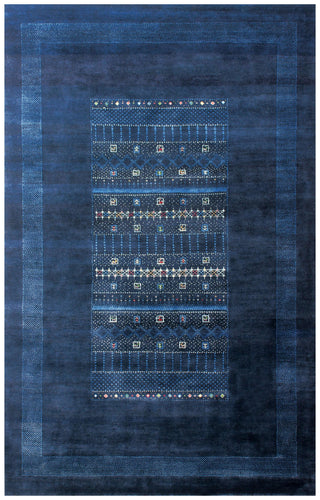 Hand Knotted Gabbeh Tribal Wool Rug 8x10 - Deep Blue