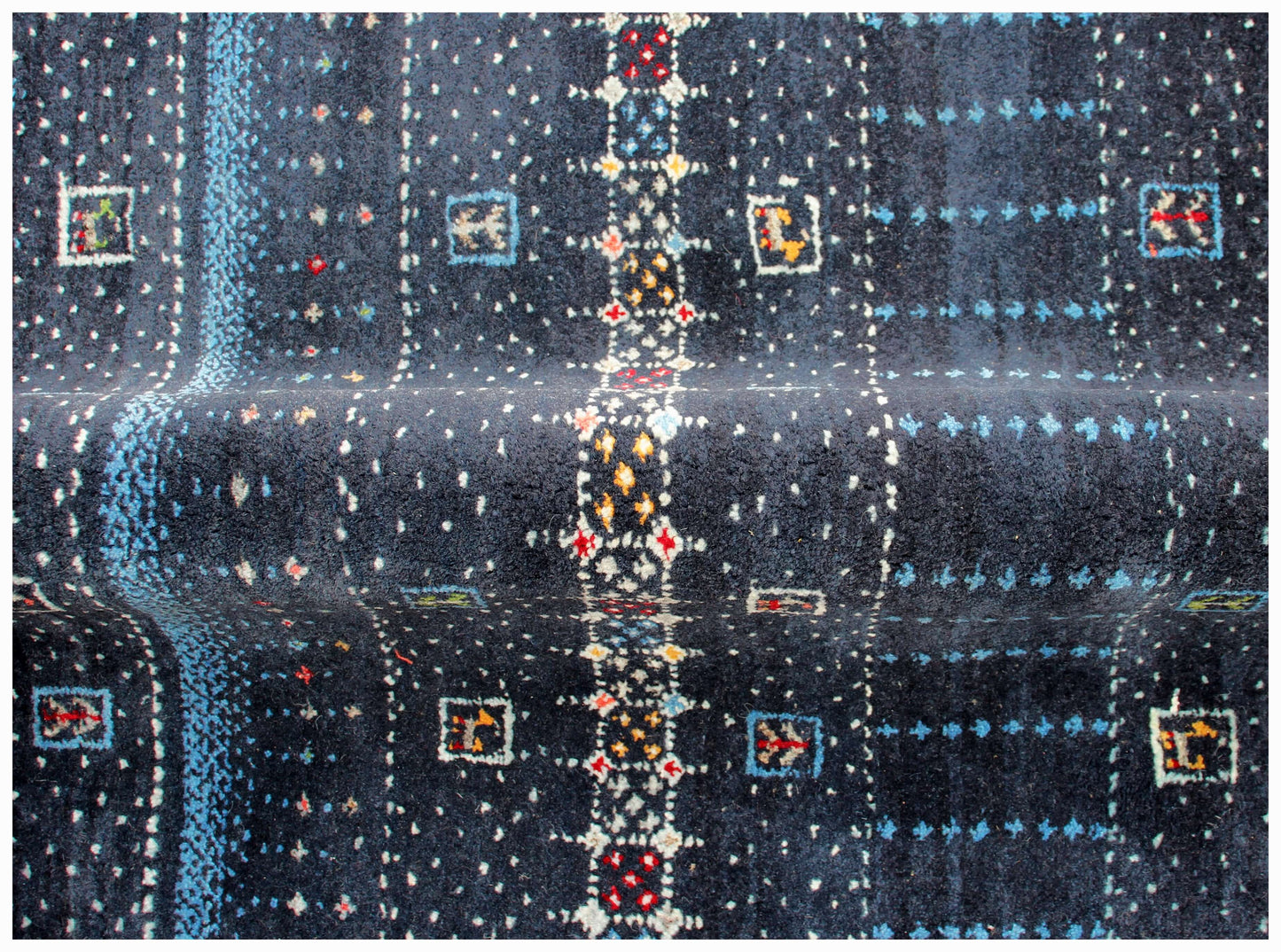 Hand Knotted Gabbeh Tribal Wool Rug 8x10 - Deep Blue 