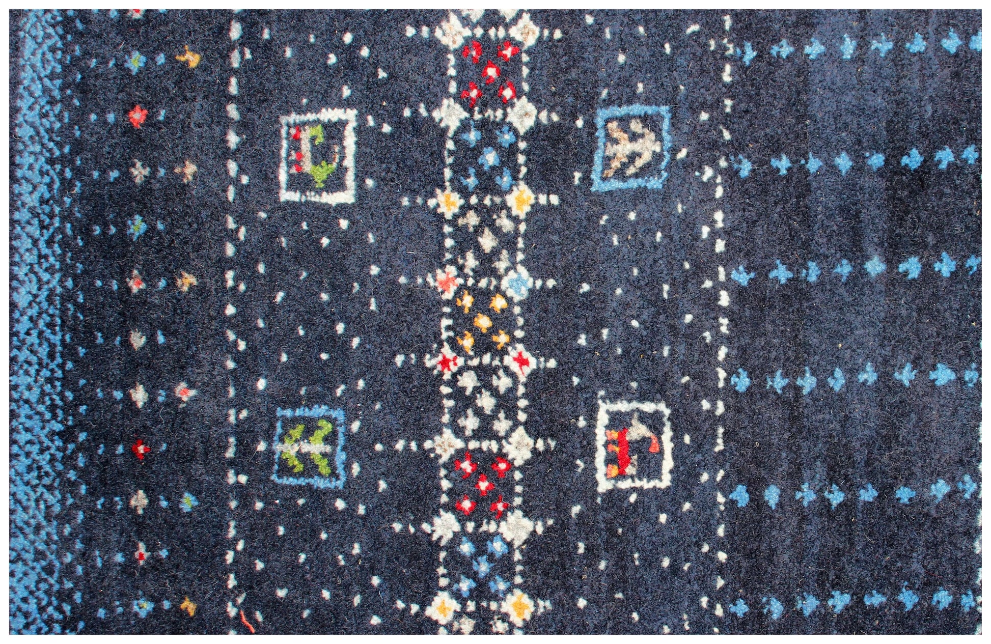 Hand Knotted Gabbeh Tribal Wool Rug 8x10 - Deep Blue 