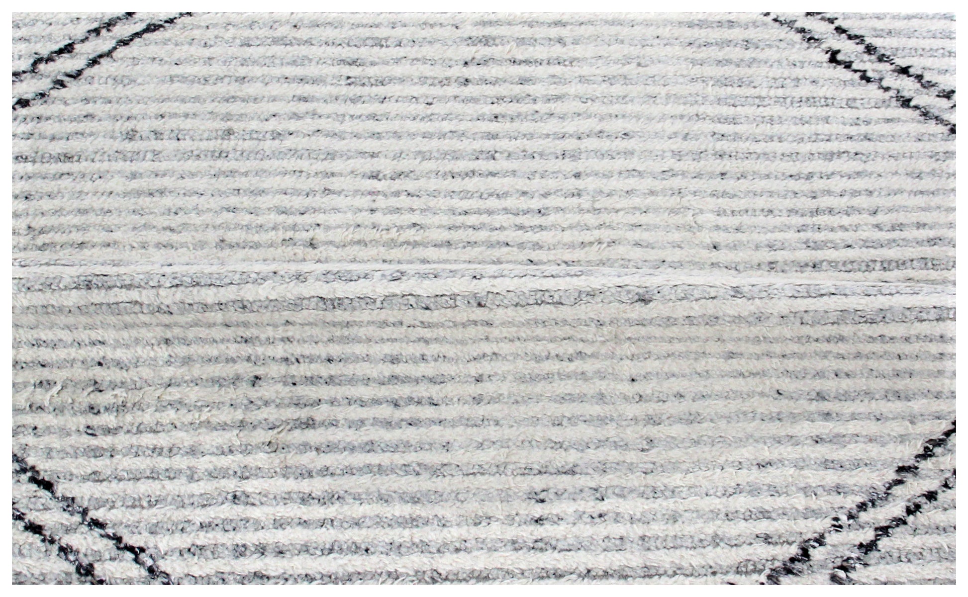 Hand Knotted Gray Ivory Black Modern Striped Rug - Hand Carved Texture 5.6x8 