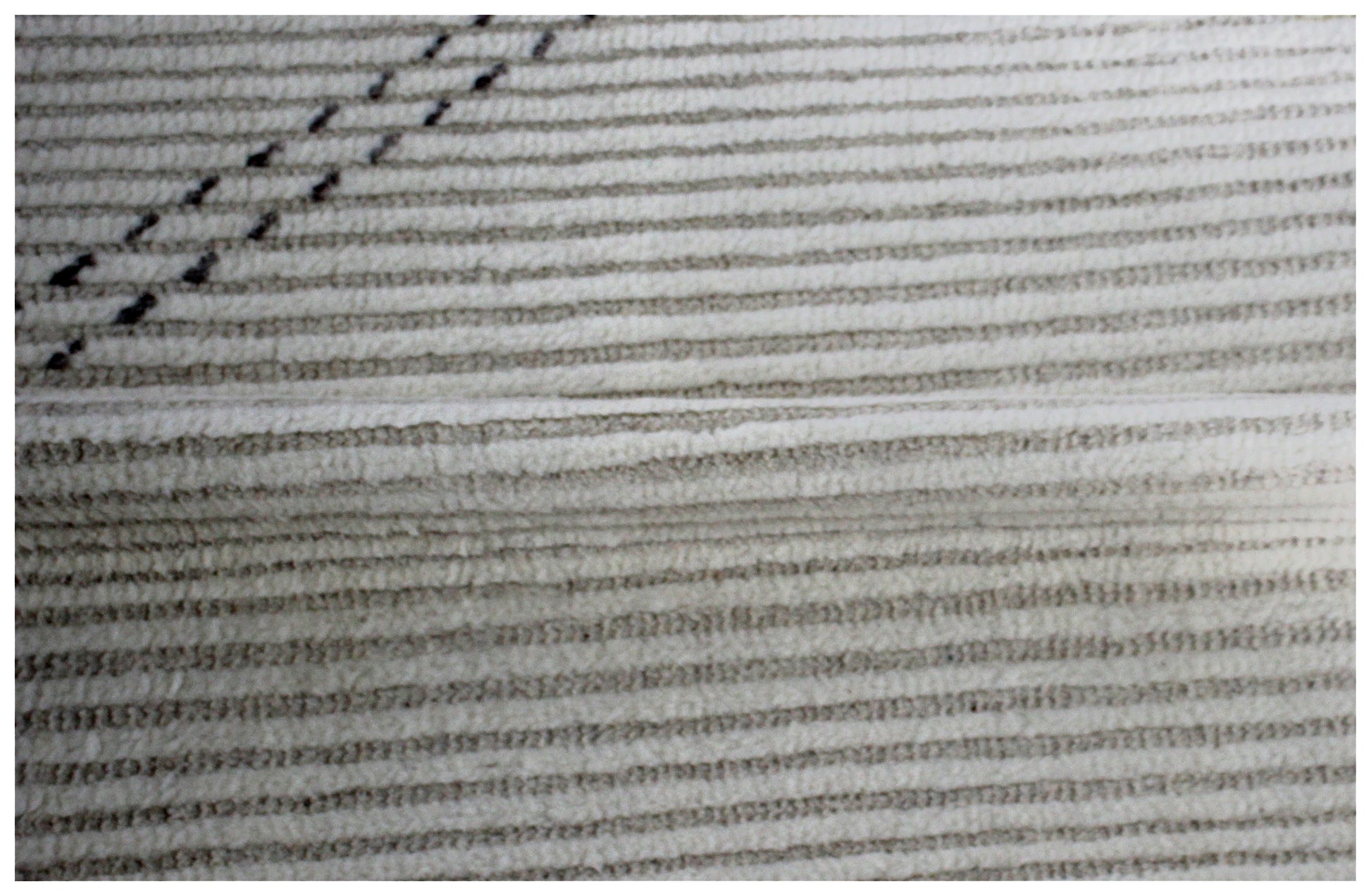 Hand Knotted Ivory Black Striped Rug - Hand Carved Texture 5.6x8.6 Feet 
