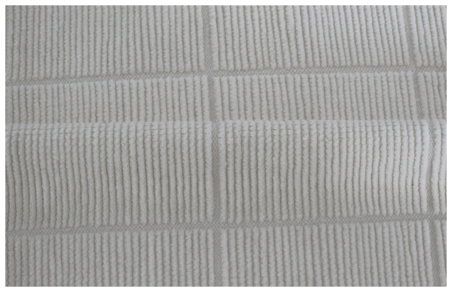 Hand Knotted Ivory Geometrical Striped Rug - Hand Carved Texture 6x9 Feet 