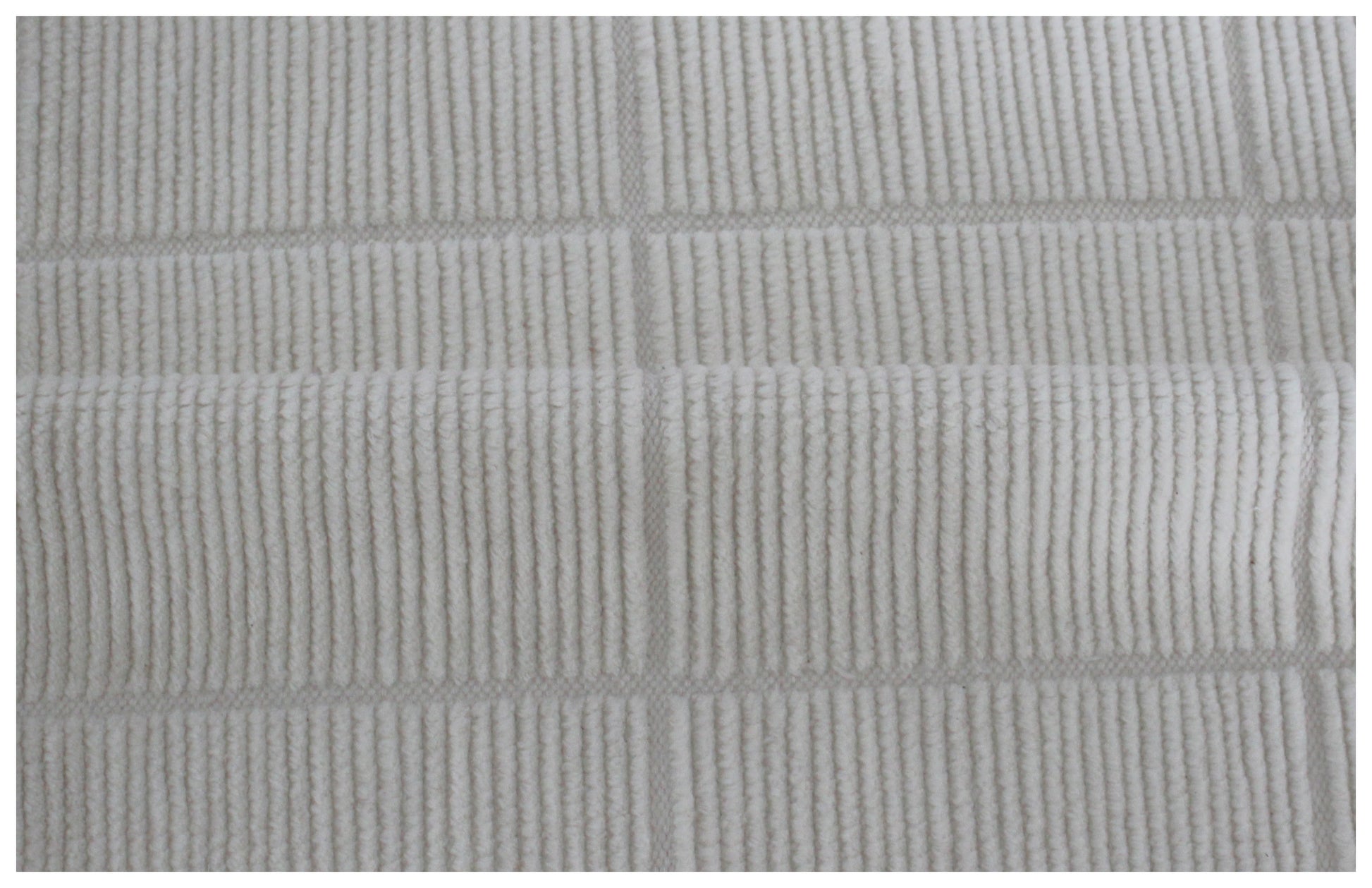 Hand Knotted Ivory Geometrical Striped Rug - Hand Carved Texture 6x9 Feet 