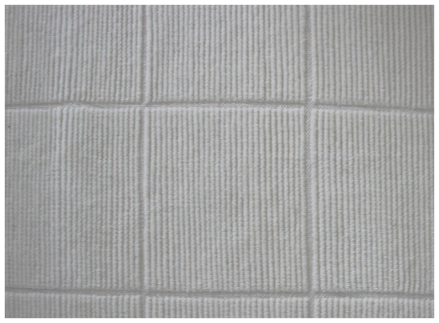 Hand Knotted Ivory Geometrical Striped Rug - Hand Carved Texture 6x9 Feet 