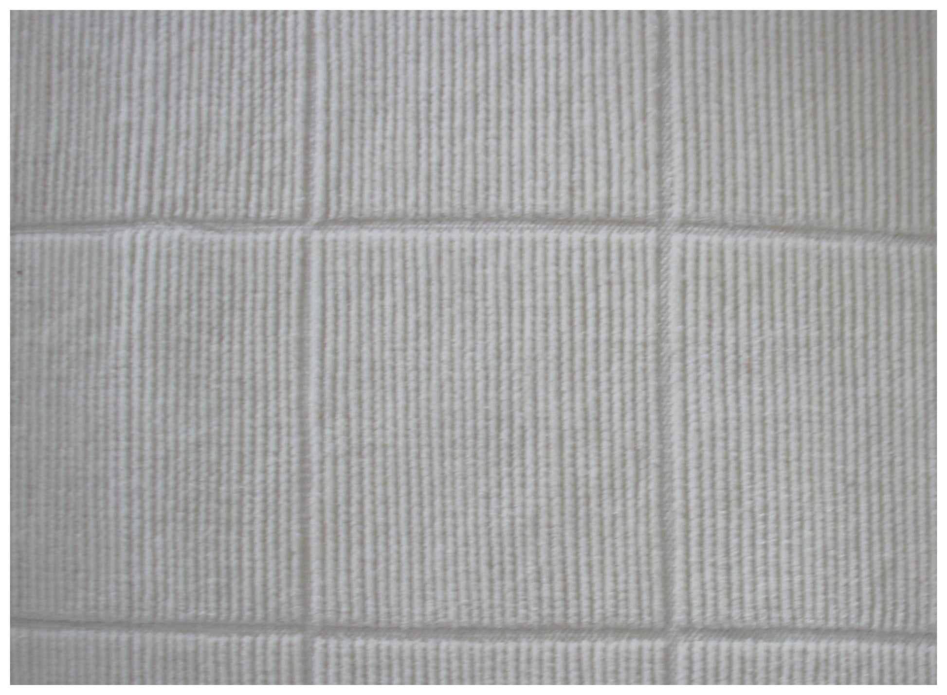 Hand Knotted Ivory Geometrical Striped Rug - Hand Carved Texture 6x9 Feet 