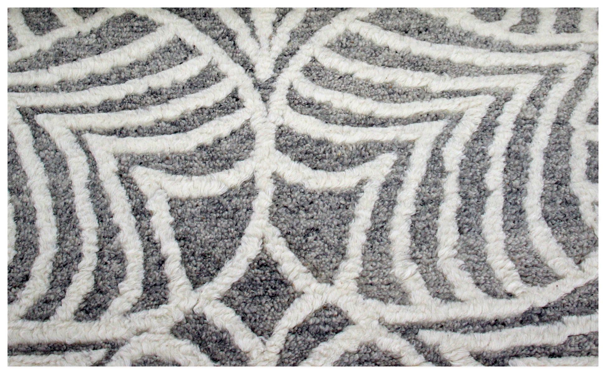 Hand Knotted Ivory Gray Modern Swirl Rug - Hand Carved Texture Area Rug 5.6x8 