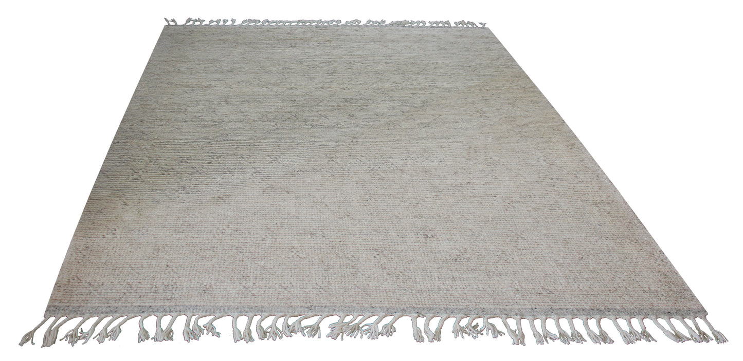 Hand Knotted Ivory Gray Striped Rug - Textured Area Rug 6x8 Feet 