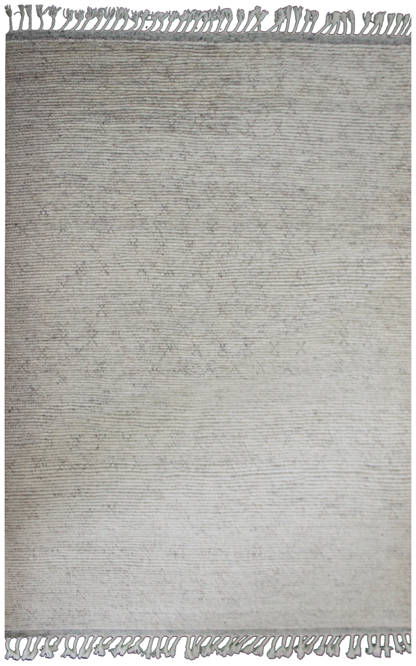 Hand Knotted Ivory Gray Striped Rug - Textured Area Rug 6x8 Feet 