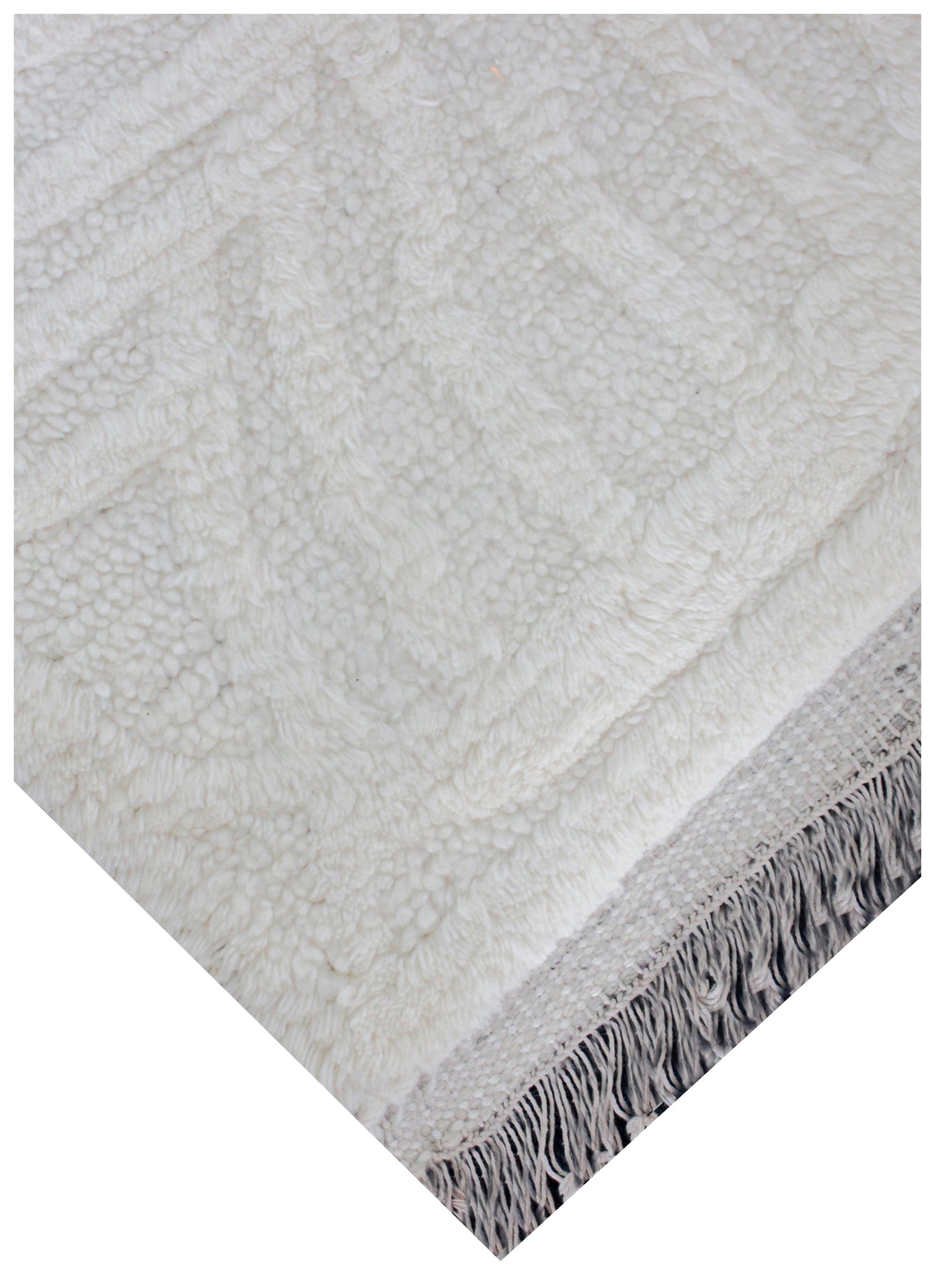 Hand Knotted Ivory Swirl Rug - Hand Carved Texture Area Rug 5.6x8 Feet 