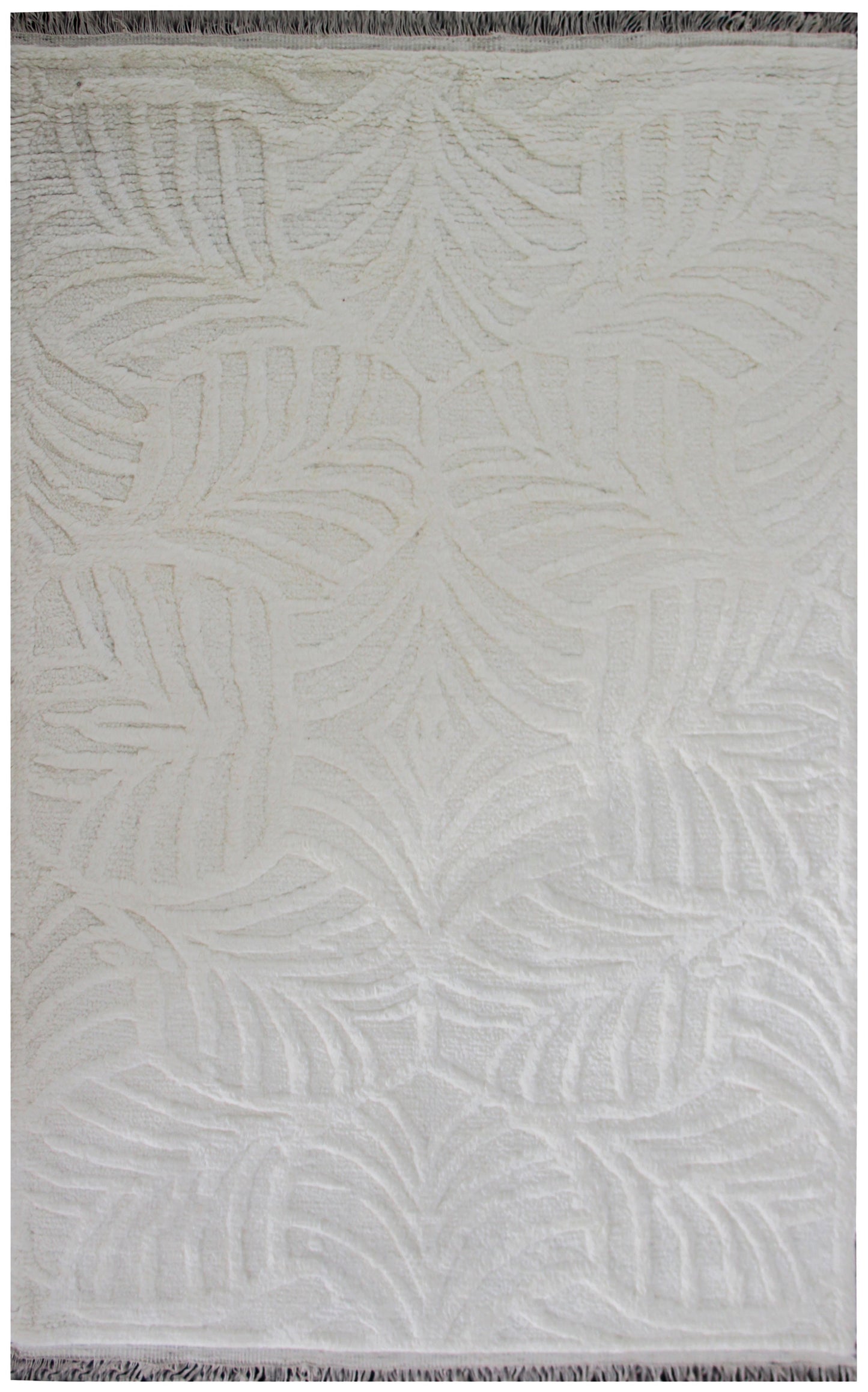 Hand Knotted Ivory Swirl Rug - Hand Carved Texture Area Rug 5.6x8 Feet 