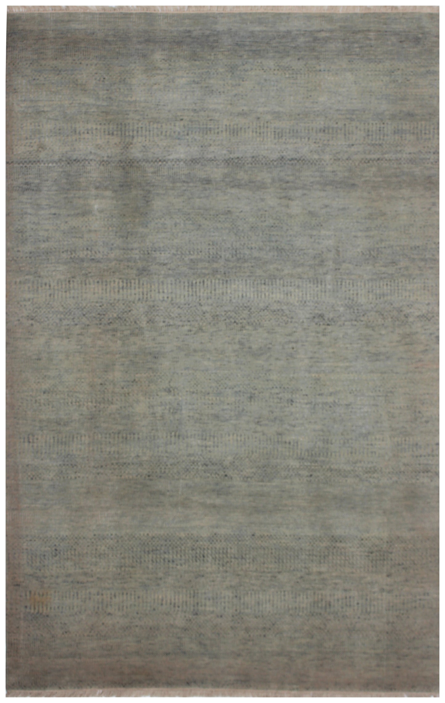 Hand Knotted Modern Silver Striped Rug - Contemporary Area Rug 6x9 Feet 